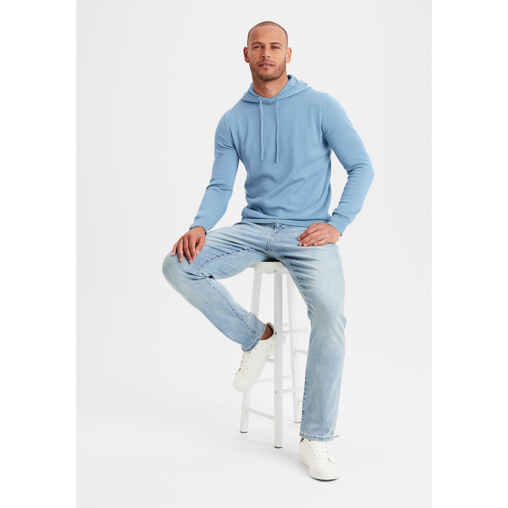 H.I.S Strickpullover »mit Kapuze, Regular Fit,«, Pullover mit Rundhals, Feinstrick, Baumwollmischung