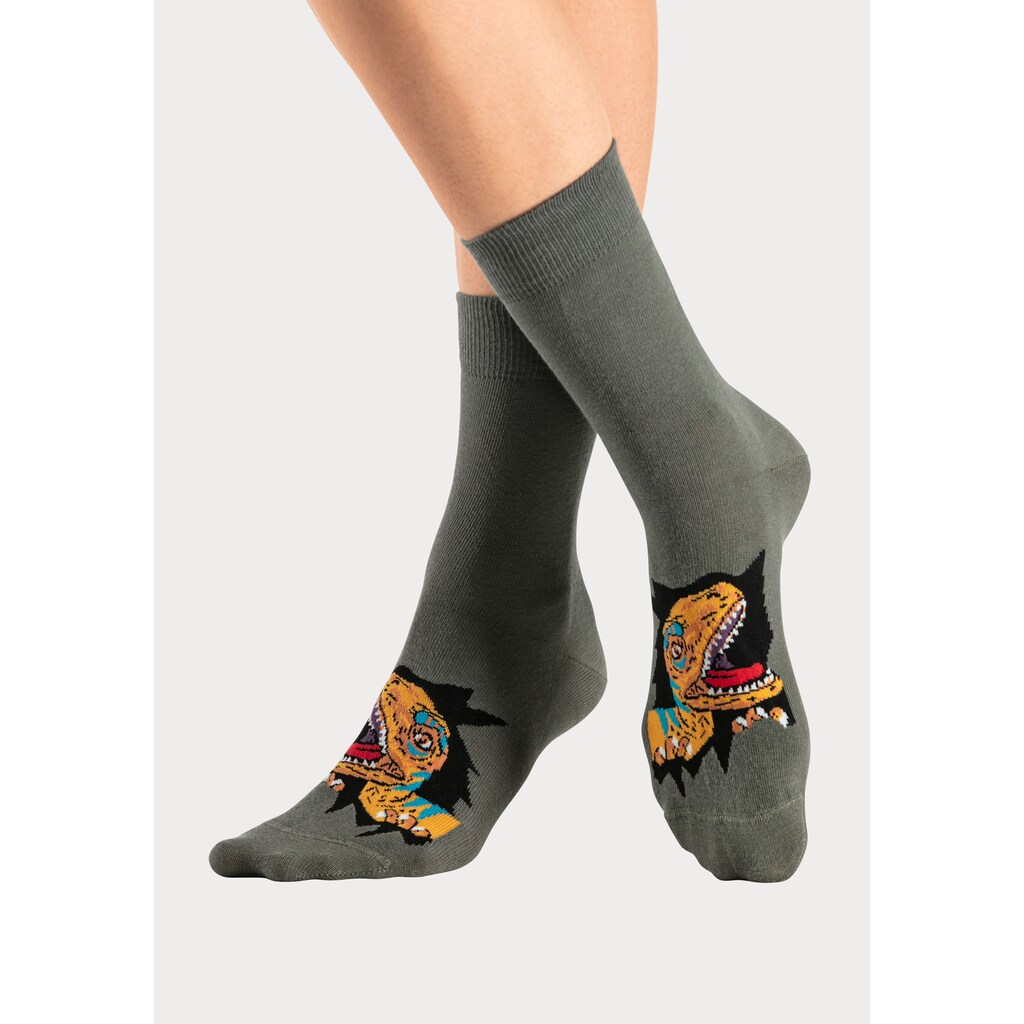 H.I.S Socken, (Packung, 5 Paar), mit Dinosauriermotiven