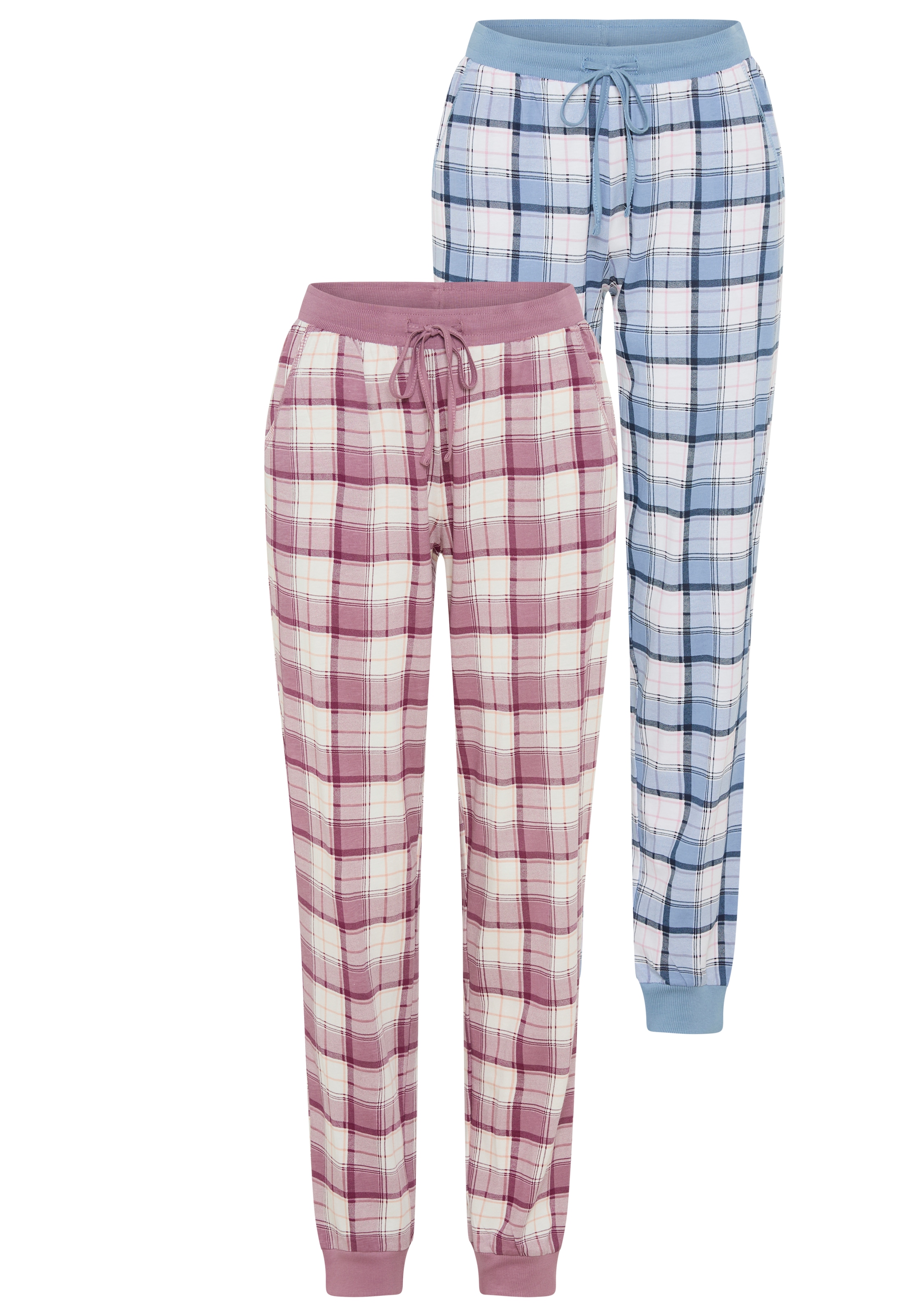Vivance Dreams Pyjama Set, 2er Pack,  Elastische Rippbündchen