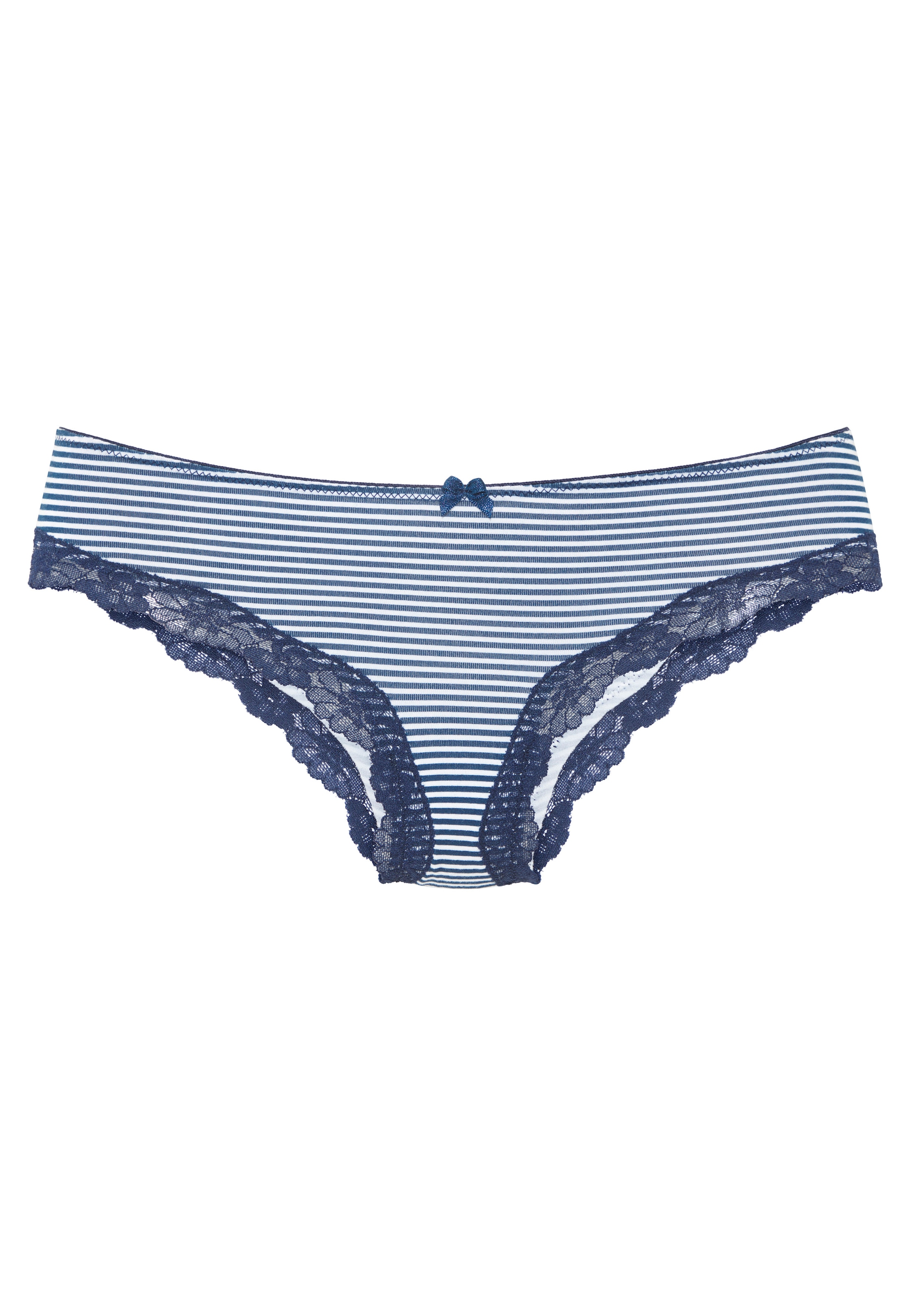 LASCANA Slip 3er-Pack,  aus elastischer Baumwolle mit zarter Spitze