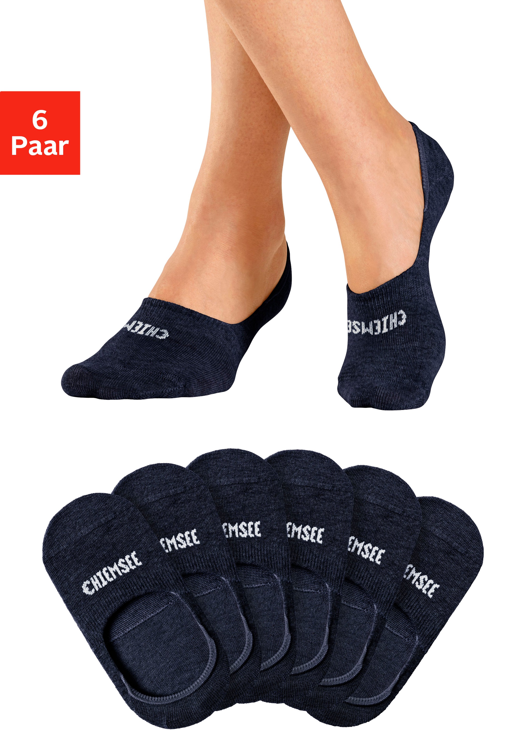 Chiemsee Füsslinge Packung, 6 Paar tlg. mit eingestricktem Markennamen