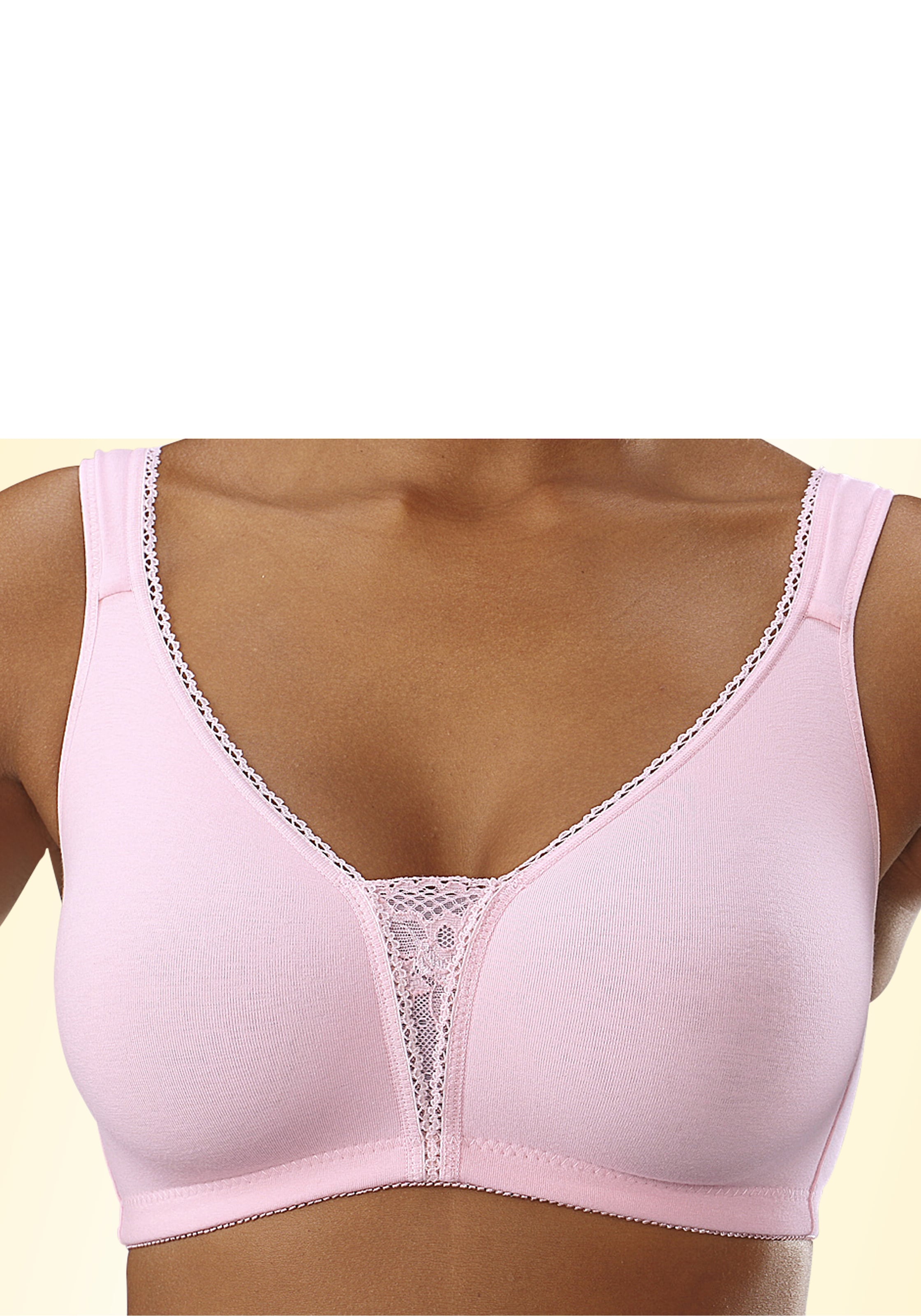 petite fleur Soft-BH Packung, 2 Stück,  ohne Bügel mit Spitzen-Details – ideal für grosse Grössen, bequemer BH