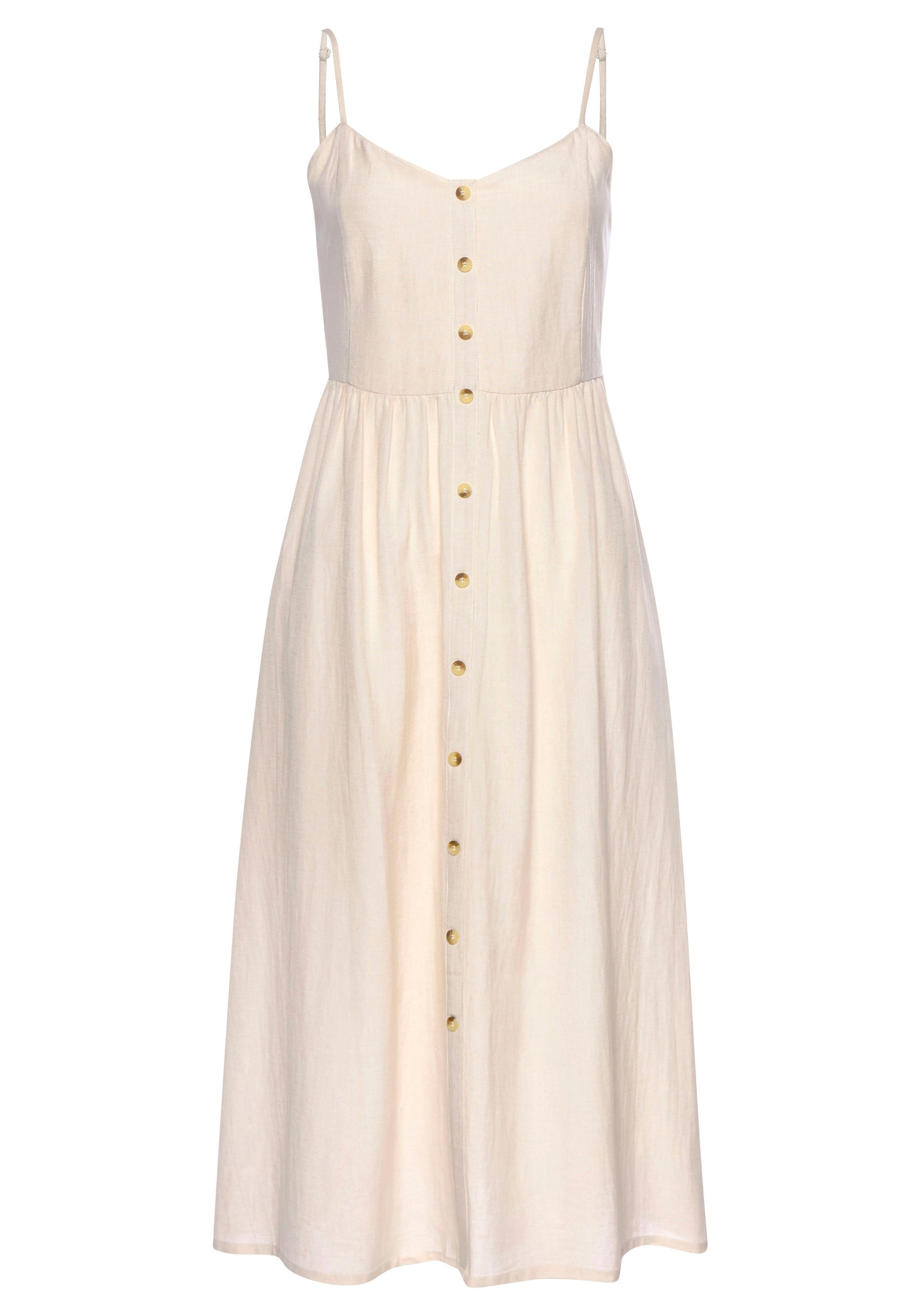 LASCANA Sommerkleid, aus Leinenmix mit Baumwolle, Midikleid, Strandkleid