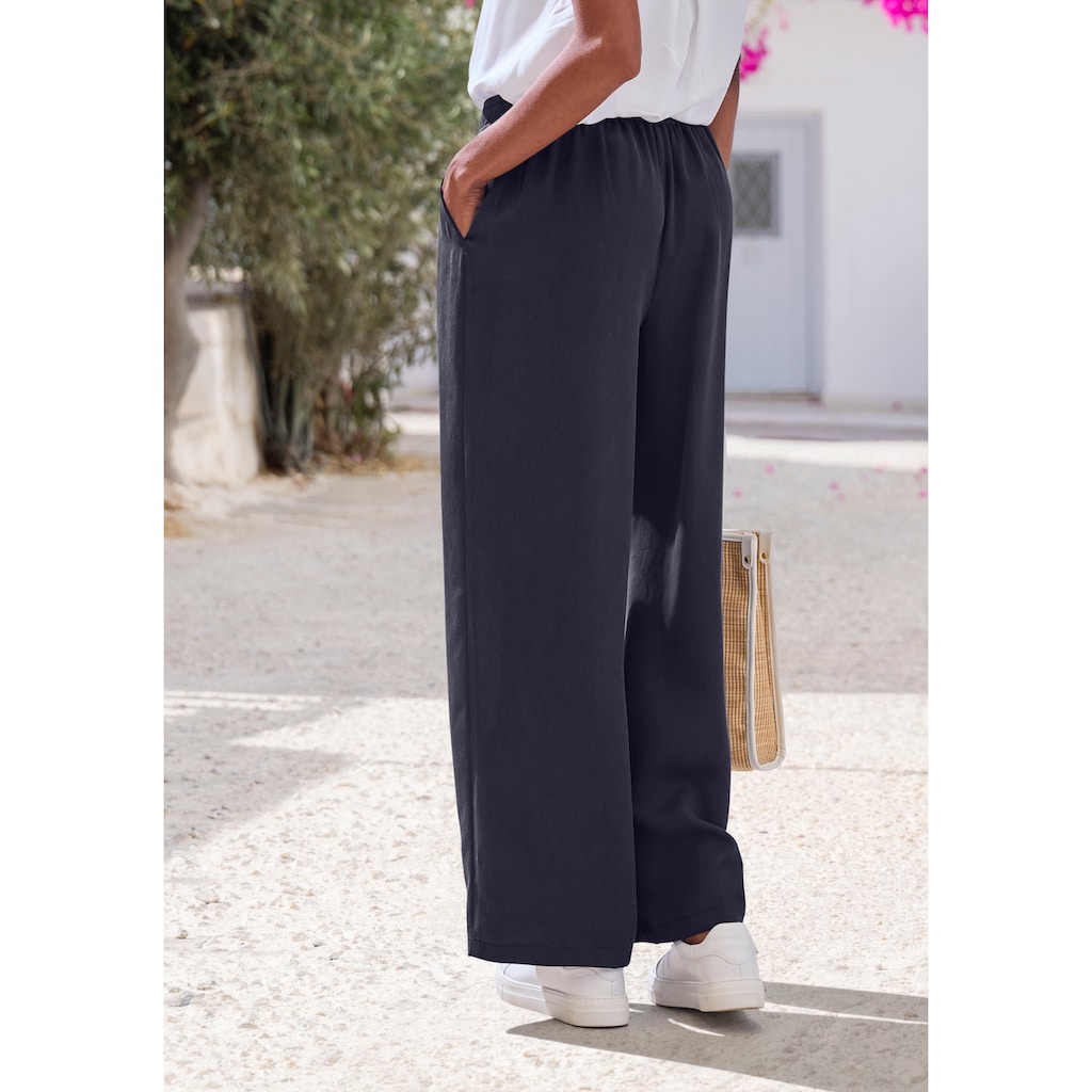LASCANA Anzughose, mit Bindeband, Palazzohose aus Lyocell mit Taschen