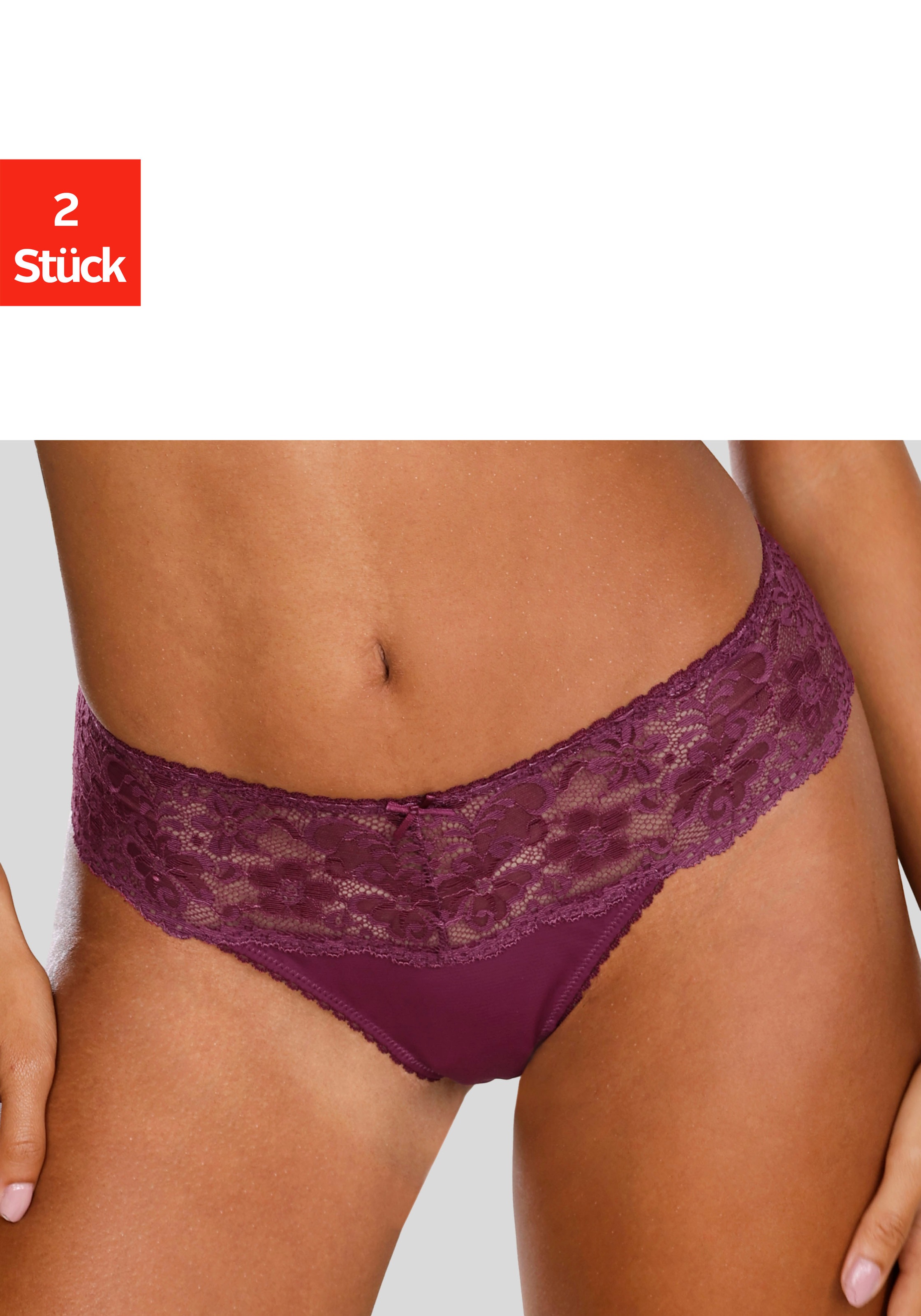 Nuance String 2 Stk. Dessous mit breitem Spitzenband