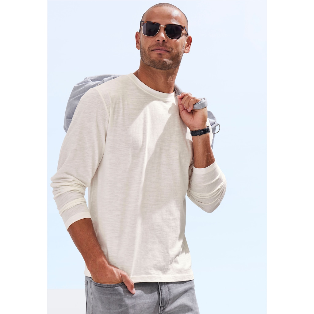 John Devin Langarmshirt, (2er-Pack), Longsleeve in hochwertiger slub-yarn Qualität