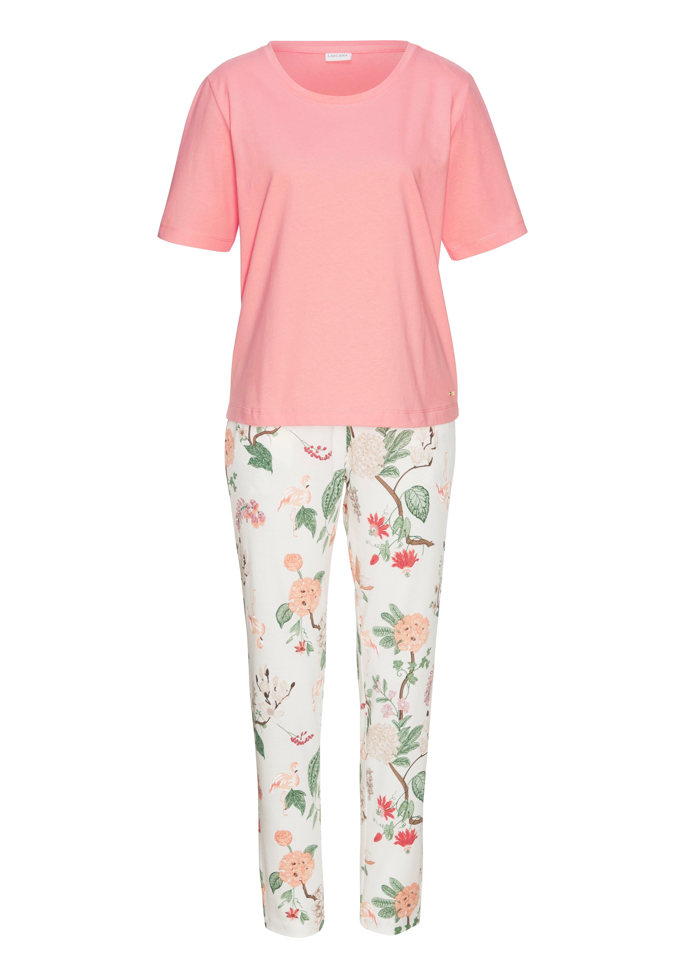 LASCANA Pyjama 2 tlg. mit elegantem Blumenmuster