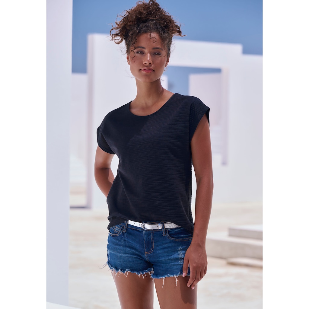 Vivance T-Shirt »mit modischer Streifenstruktur«, aus weicher Baumwoll-Qualität