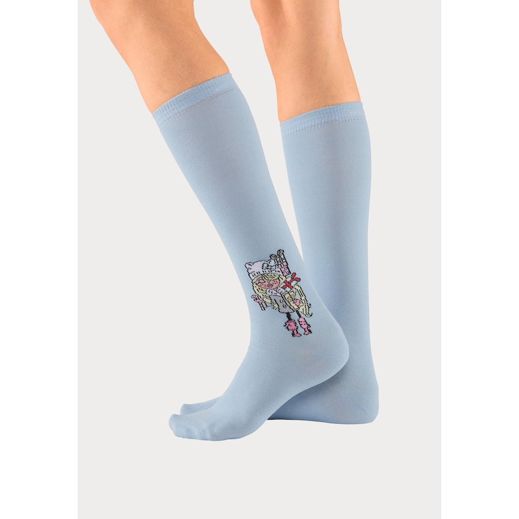 H.I.S Kniestrümpfe, (Packung, 5 Paar), mit eingestricktem Motiv
