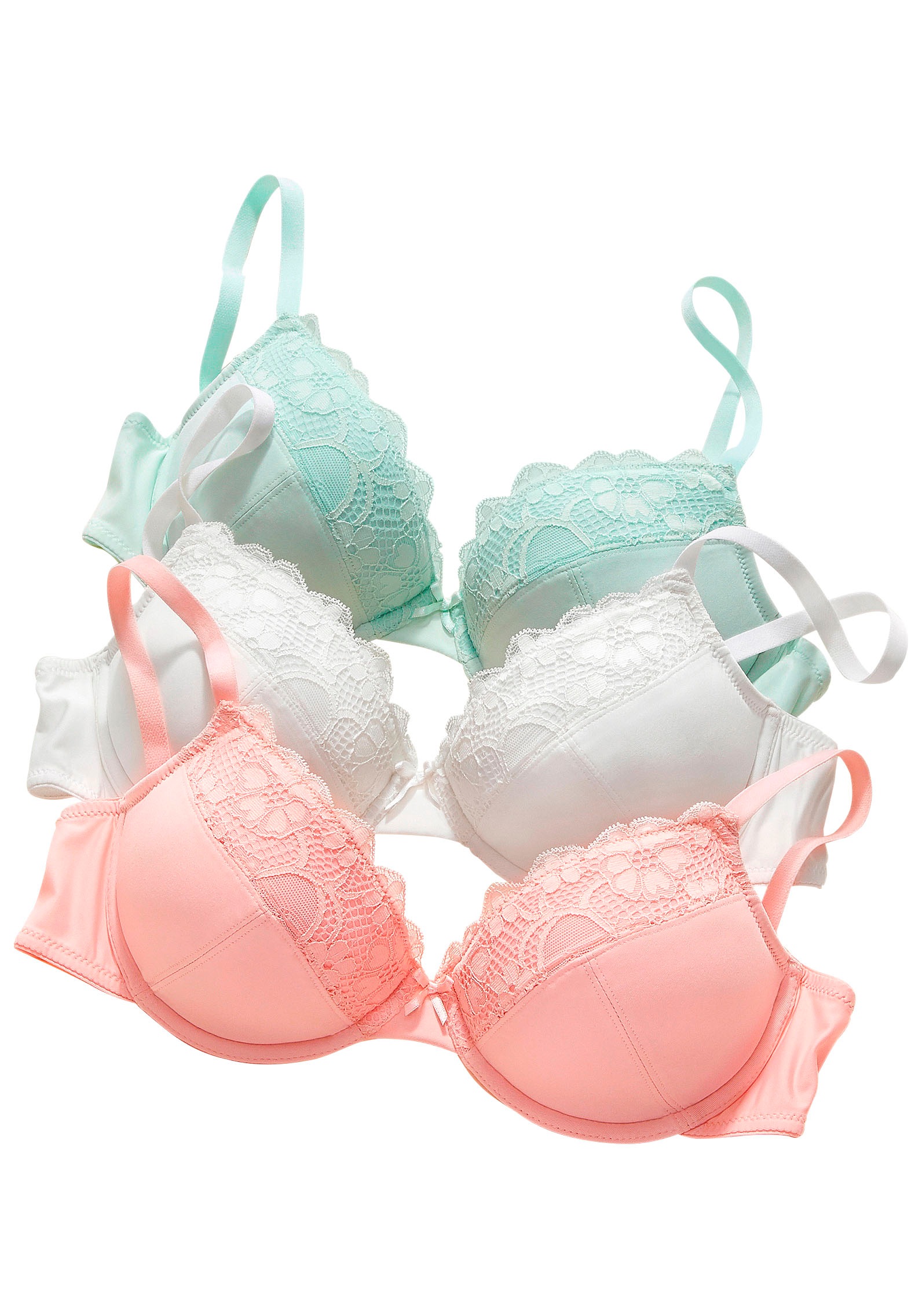 petite fleur Push-up-BH Packung, 3 Stück, mit Bügel im attraktiven Multipack, Dessous