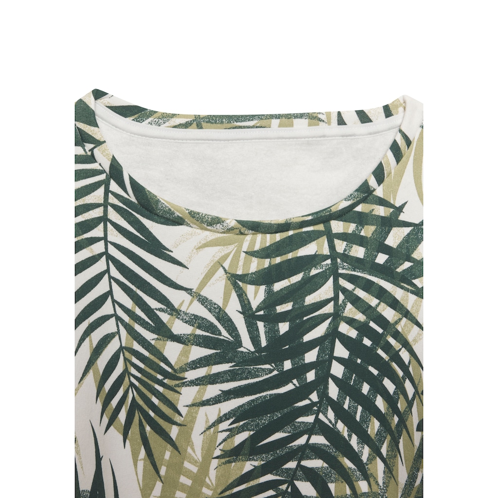 LASCANA Sweater, Loungeshirt mit Allover-Blätterdruck, Loungewear