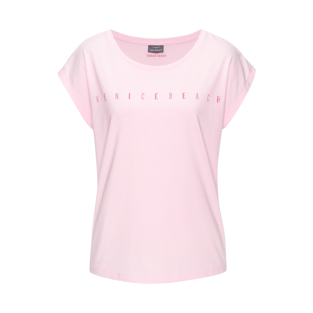 Venice Beach Kurzarmshirt, mit Frontdruck, T-Shirt aus Baumwollmischung, Basic, casual