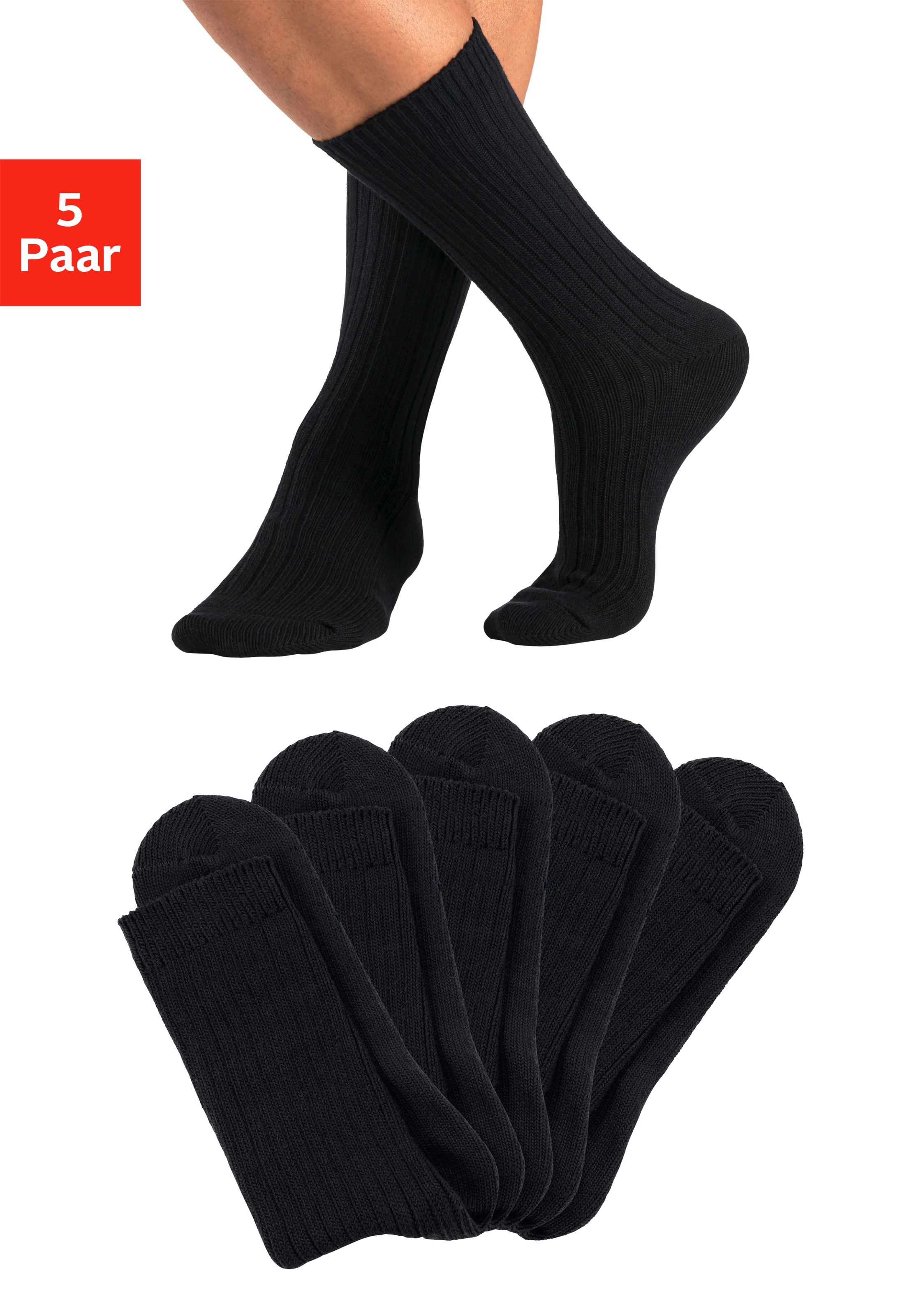 H.I.S Arbeitssocken Packung, 5 Stk. tlg. besonders grob gestrickt
