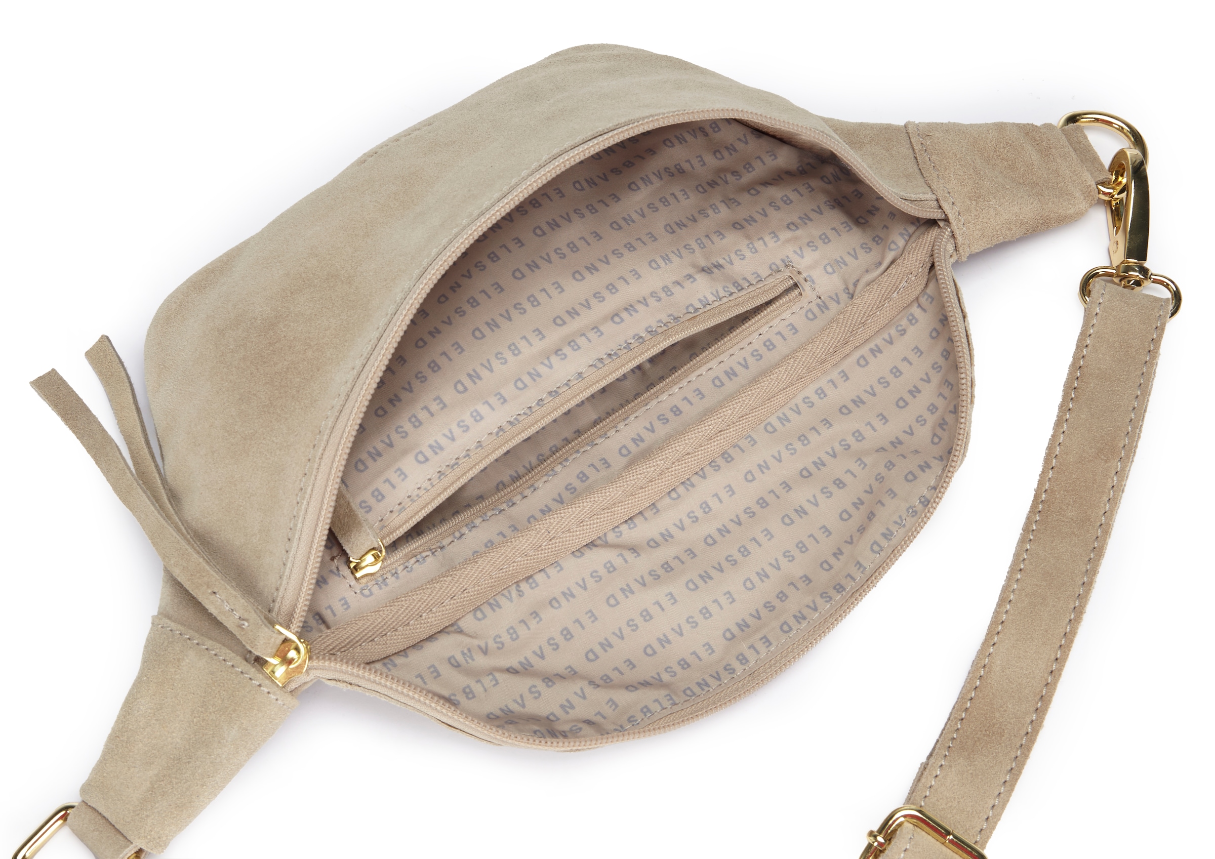 Elbsand Sac ventral »Umhängetasche, Ledertasche, Brusttasche, Crossbody Bag, Gürteltasche« sac à main femme à bandoulière en cuir velours doux