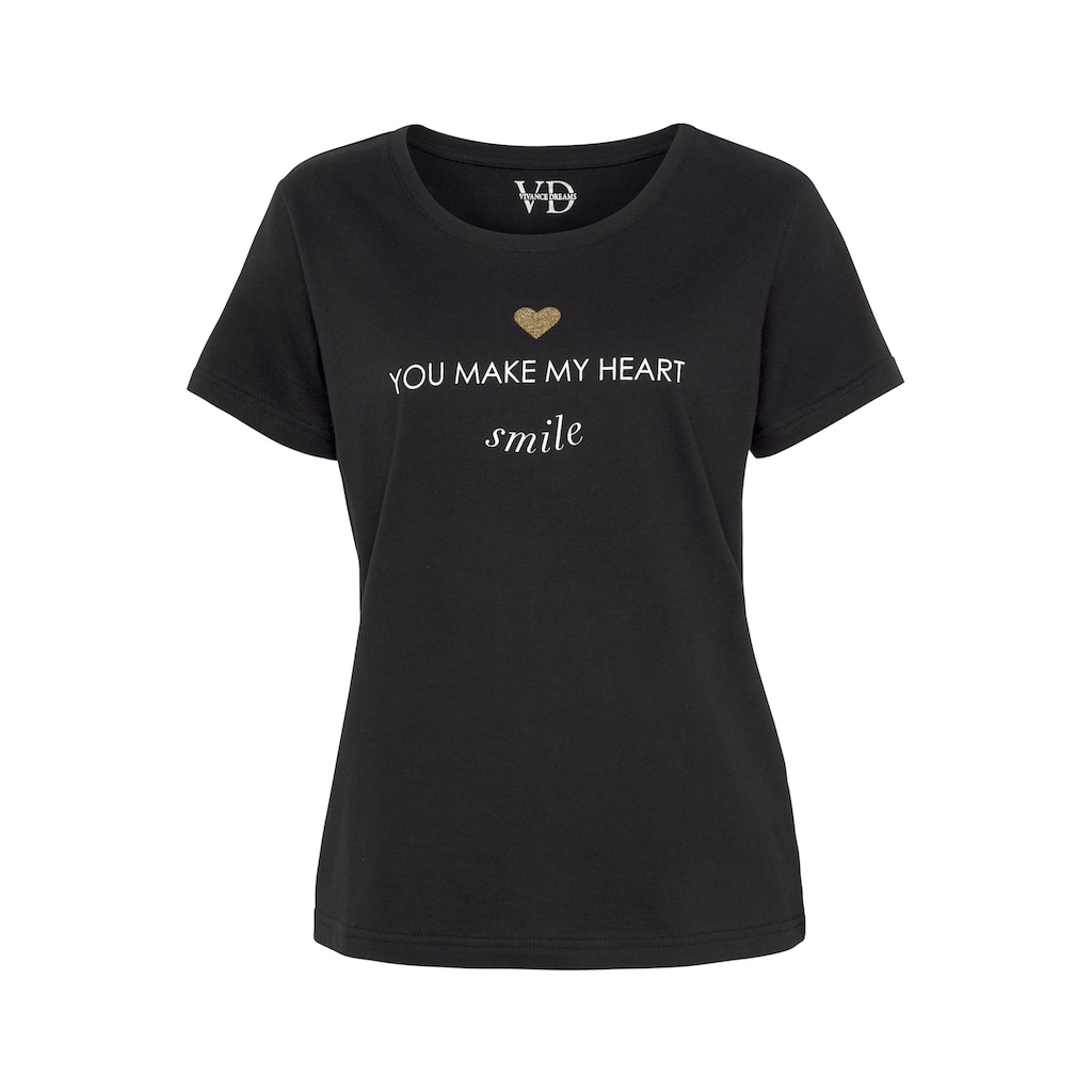 Vivance Dreams Pyjamaoberteil, mit Foliendruck