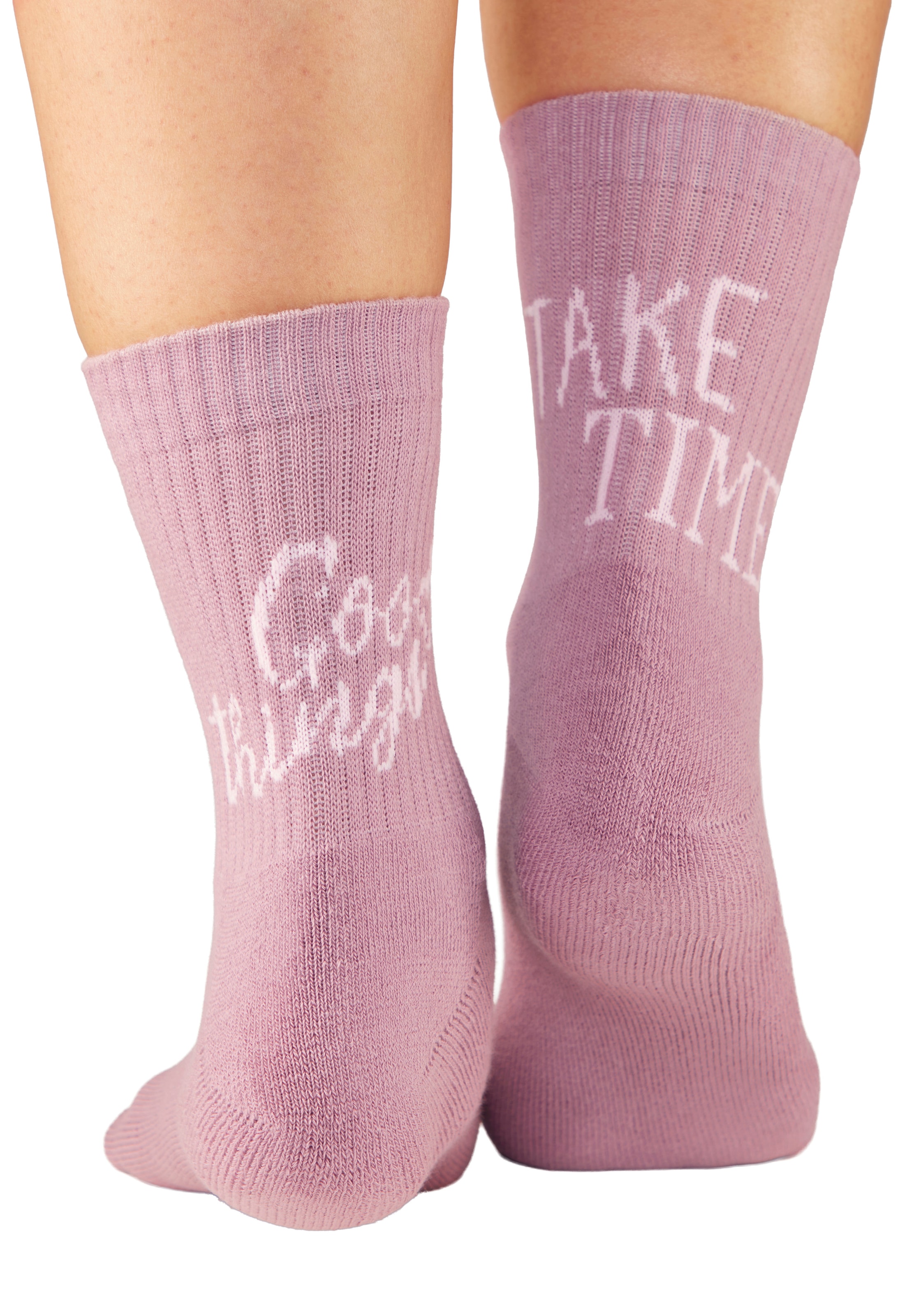 H.I.S Chaussettes de tennis »Damen Sportsocken daily socks« Paquet, 7 Couple tlg. avec du molleton bouclé au pied et des inscriptions attrayantes
