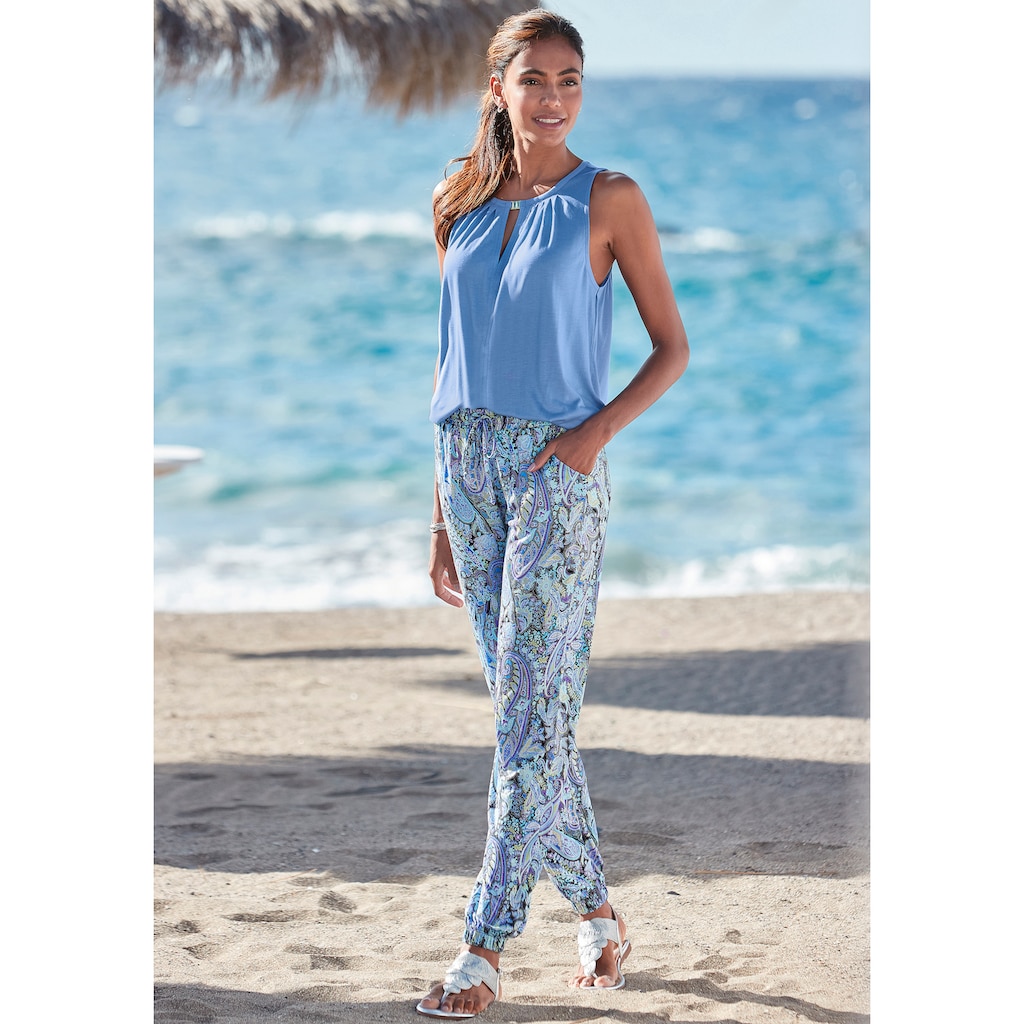 LASCANA Tanktop, mit Zieraccessoire, lässiges Blusentop, elegant