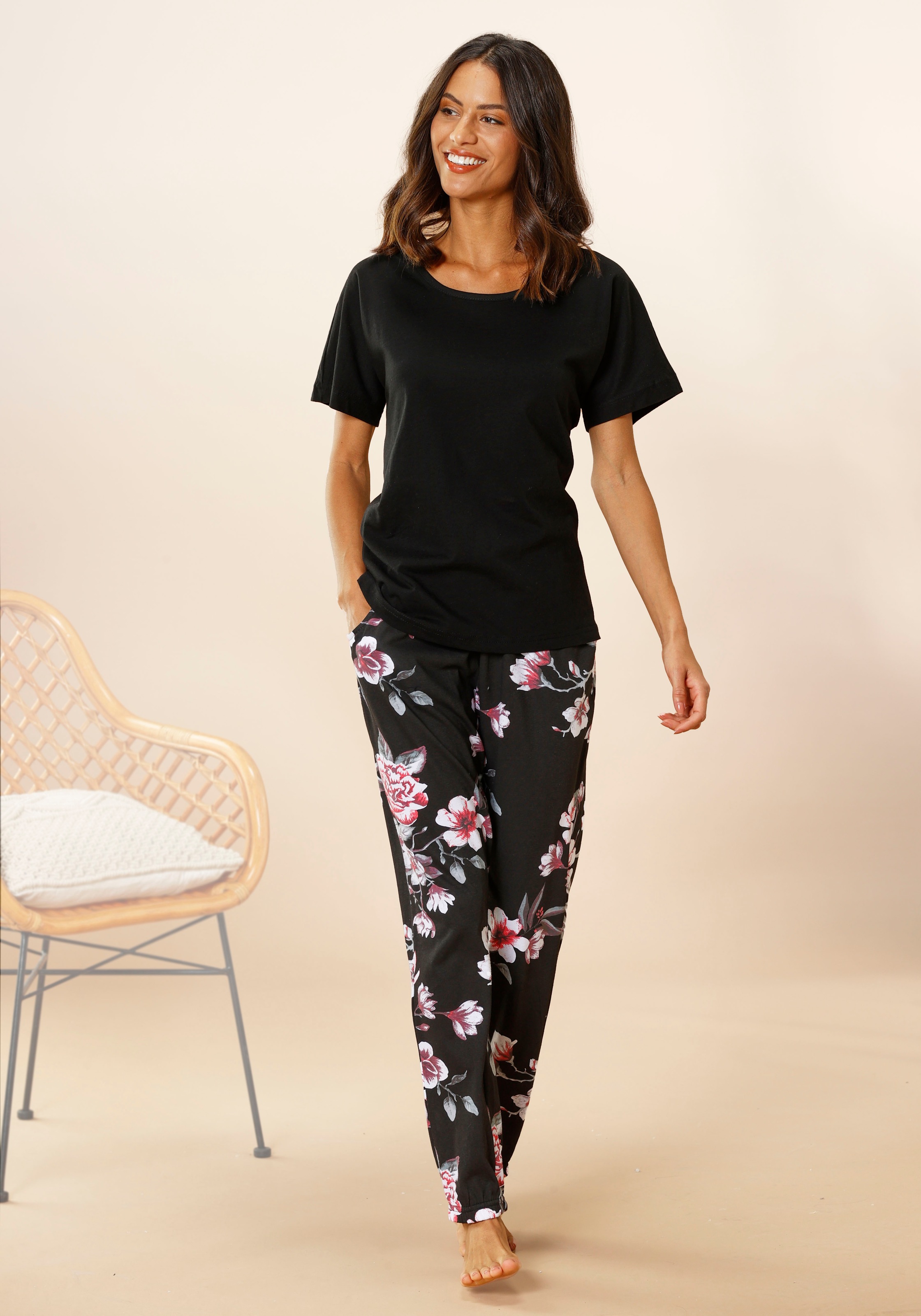 Vivance Dreams Pyjama 2 tlg. mit Blumendruck