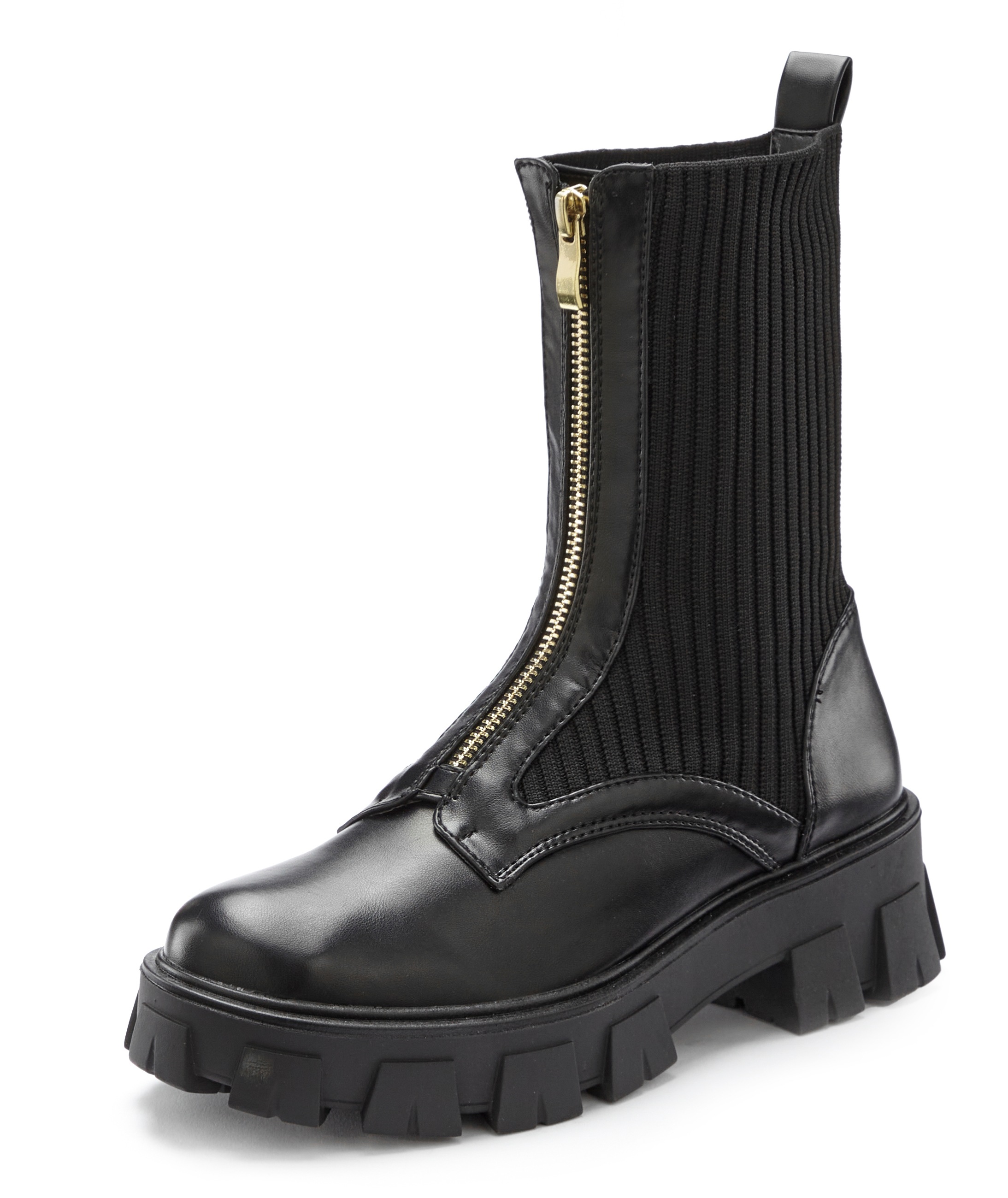 LASCANA Reissverschlussstiefel, mit Chunky Sohle, Stiefelette, Ankle Biker Boots VEGAN