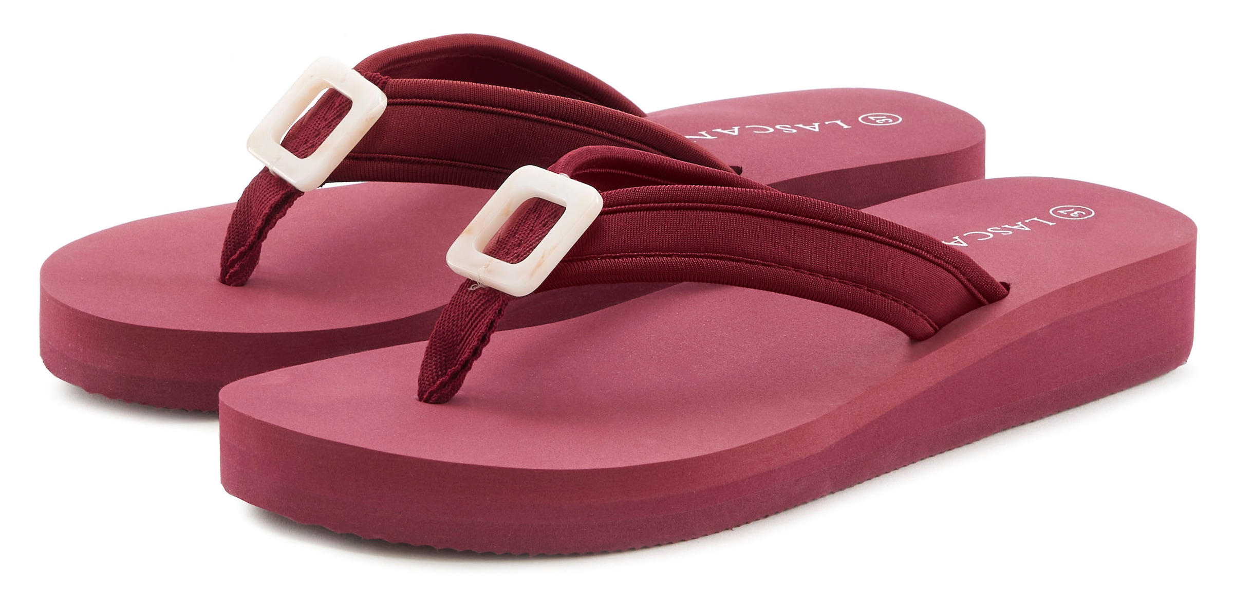 LASCANA Badezehentrenner »Sandale, Pantolette« Zehentrenner, Badeschuh mit Zier Applikation VEGAN