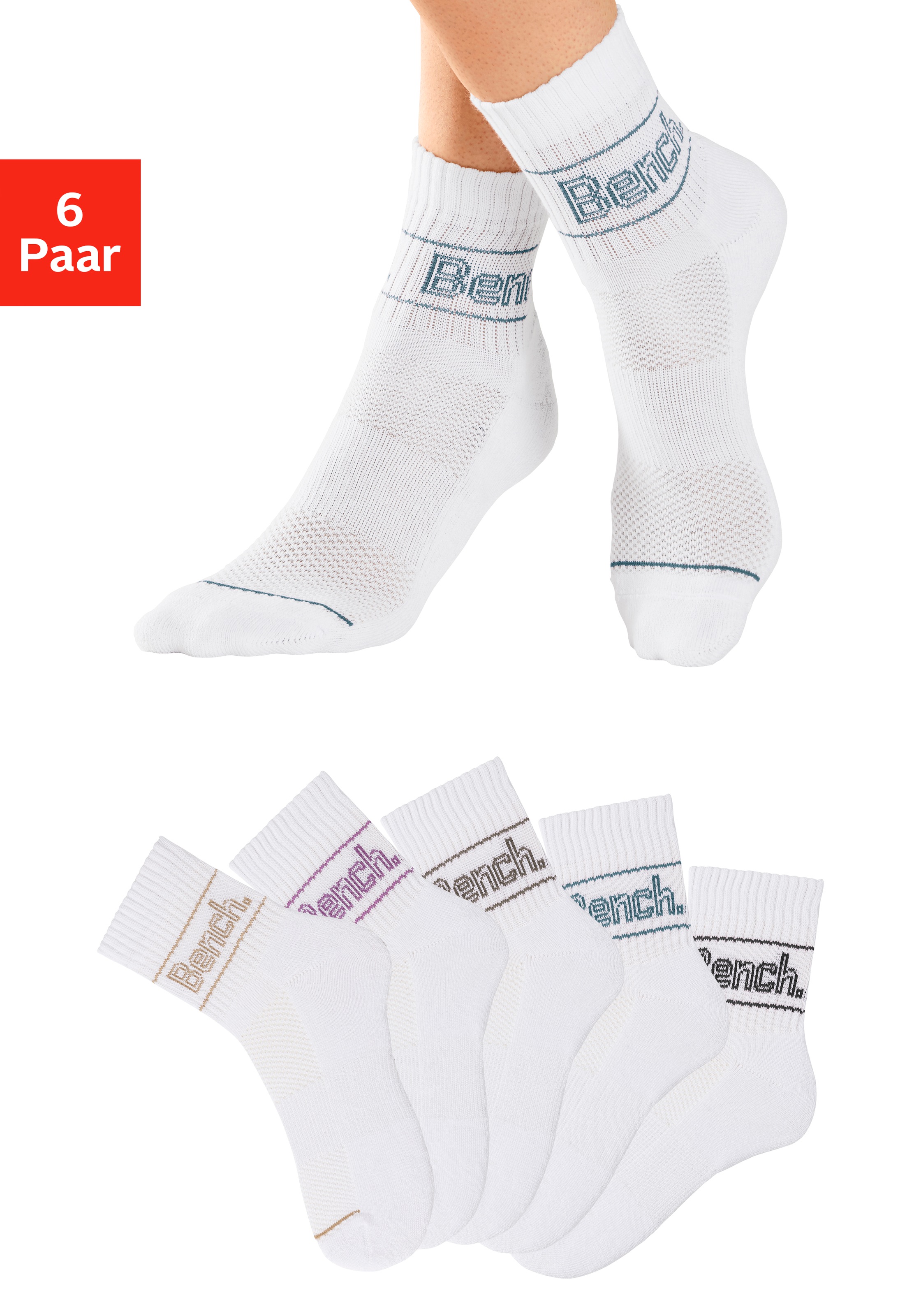 Bench. Tennissocken Packung, 5 Stk. tlg. mit atmungsaktiver Pikee Lüftungsstruktur