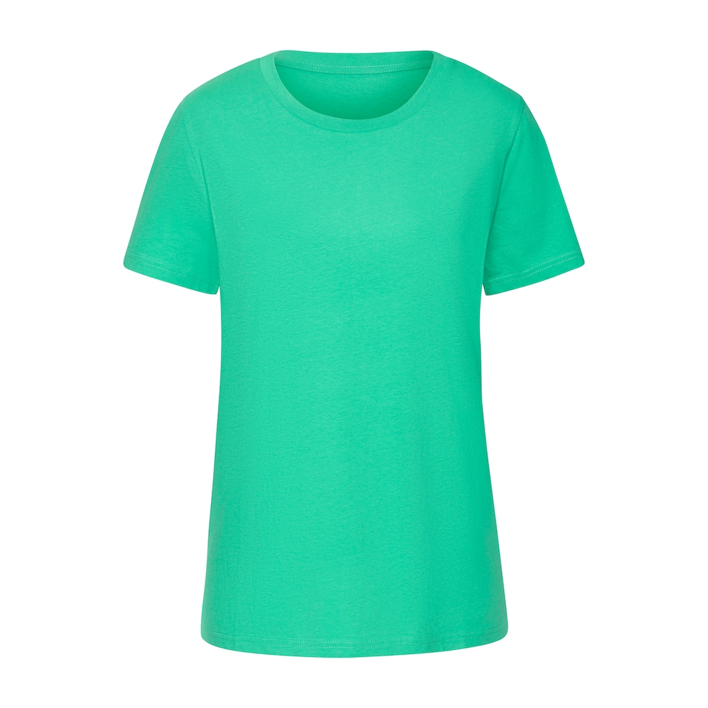 Beachtime T-Shirt »mit modischem Schlitz am Saum«, (3er-Pack), aus hochwertiger Baumwoll-Qualität