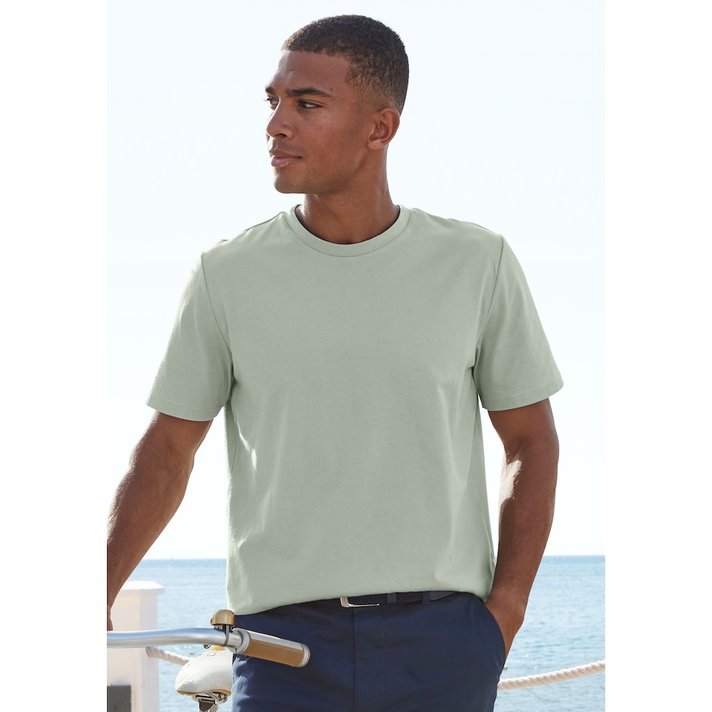 Beachtime T-Shirt, (Packung, 2 tlg.), Freizeitshirt mit Rundhals und Frontprint aus reiner Baumwolle