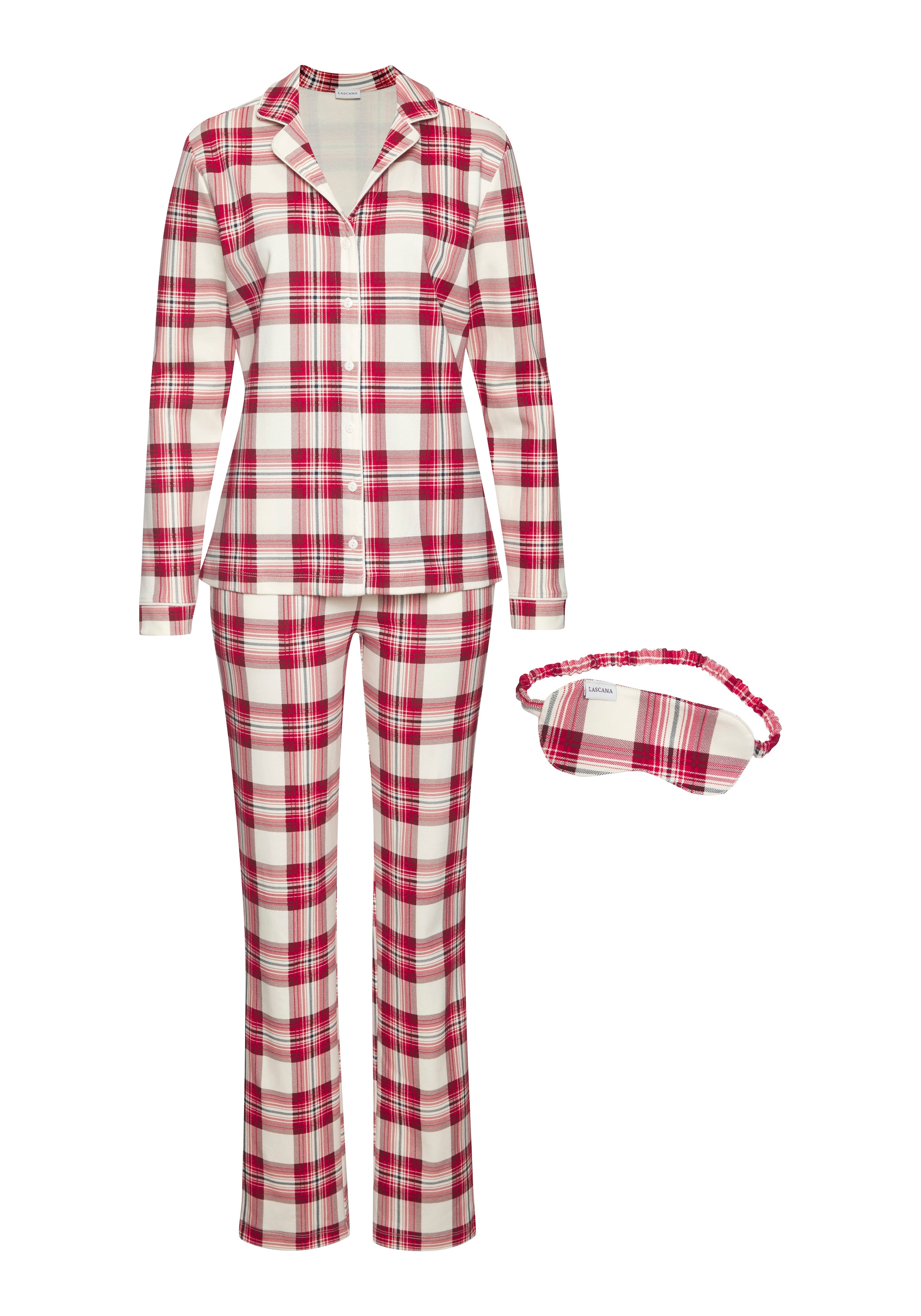 LASCANA Pyjama, (Set, 3-teilig), incl. Schlafmaske