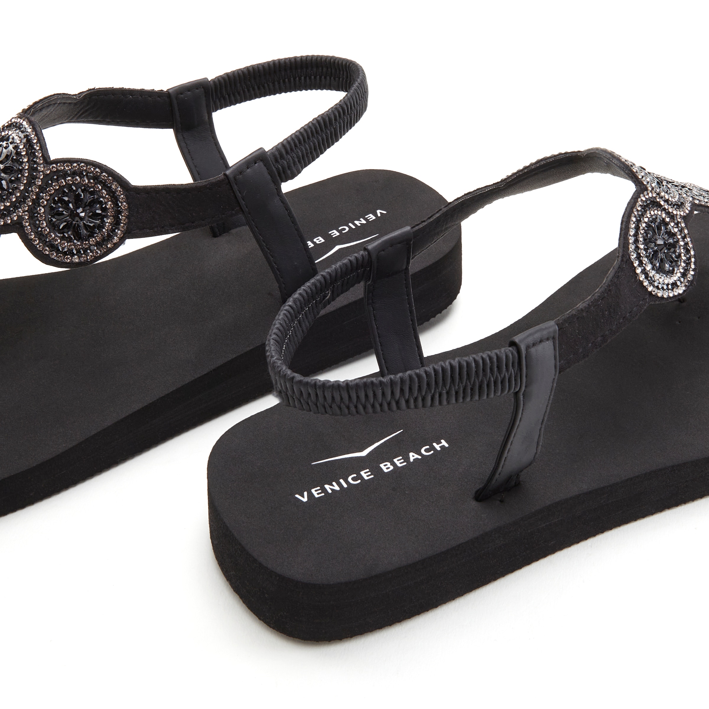 Venice Beach Zehensteg-Sandale, ultraleicht mit Glitzerdetails VEGAN