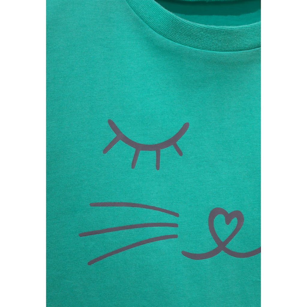 Vivance Pyjama, (2 tlg., 1 Stück), Schlafanzug mit Cat Print
