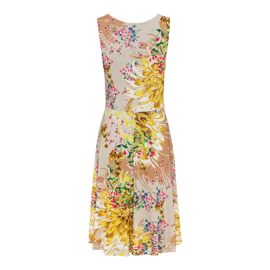 LASCANA Jerseykleid, mit Alloverdruck und Bindeband, Trägerkleid, Strandkleid, sommerlich