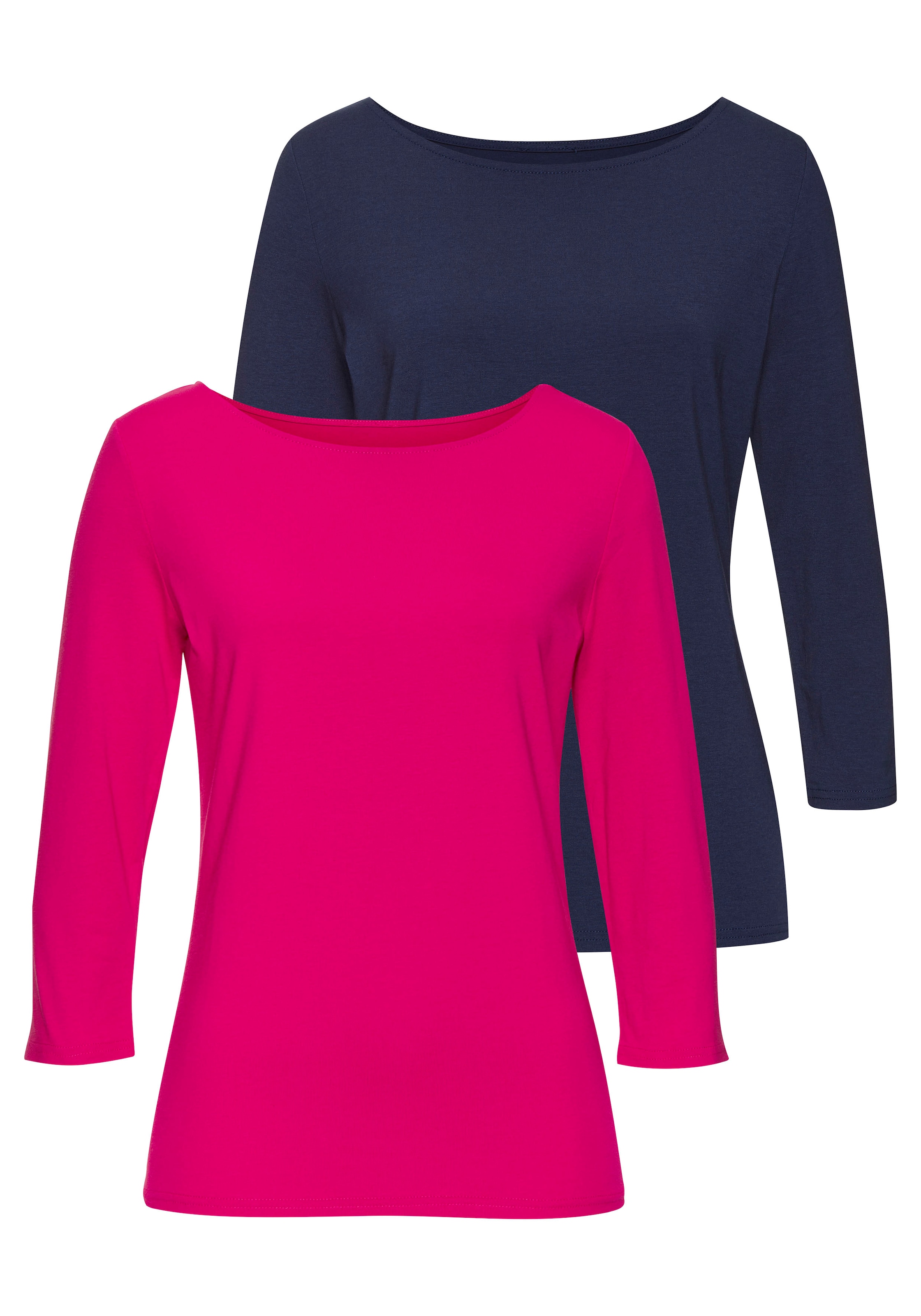 LASCANA 3/4-Arm-Shirt, (2er-Pack), aus elastischer Baumwoll-Modal-Qualität