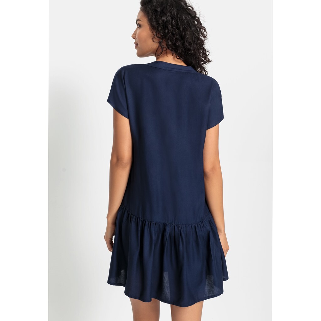 s.Oliver Blusenkleid, mit Volant am Rock, Tunikakleid, Sommerkleid, Basic