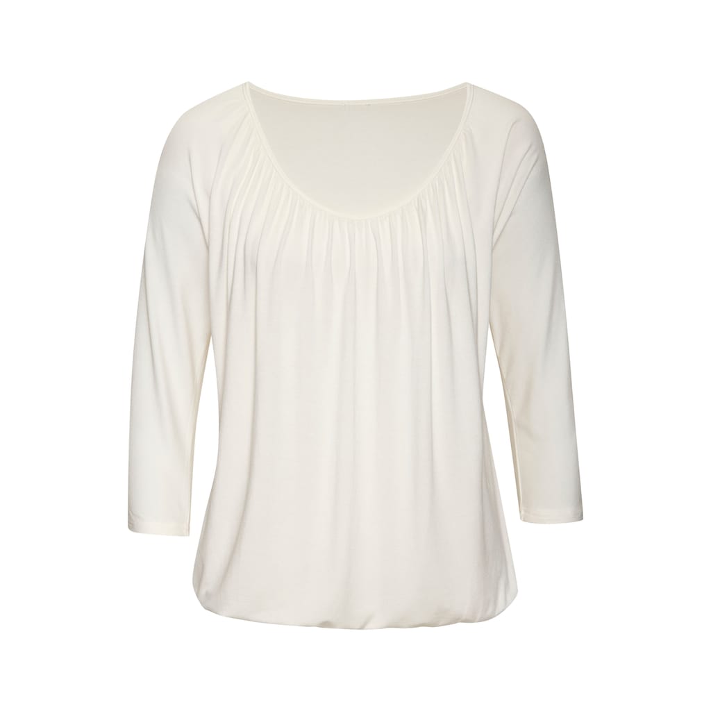 LASCANA 3/4-Arm-Shirt »mit zarter Raffung am Ausschnitt«, aus weichem Viskose-Stretch