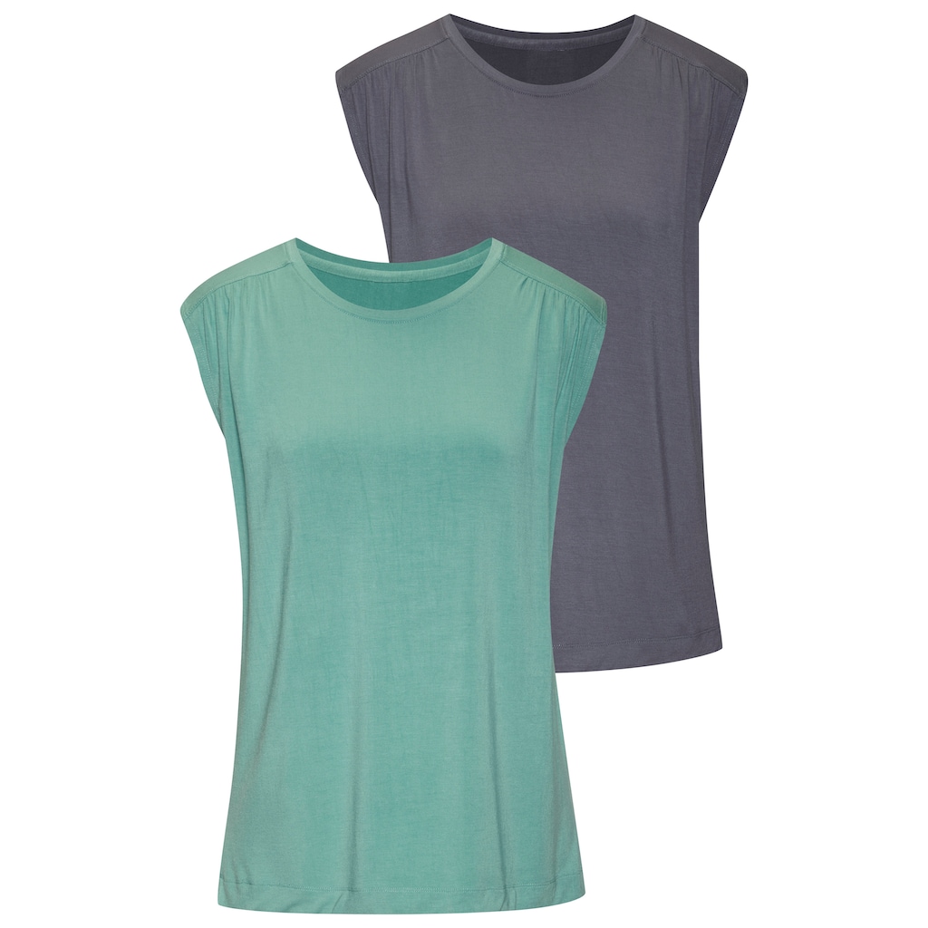 LASCANA Shirttop »mit Schulterraffung«, aus weichem Viskose-Stretch