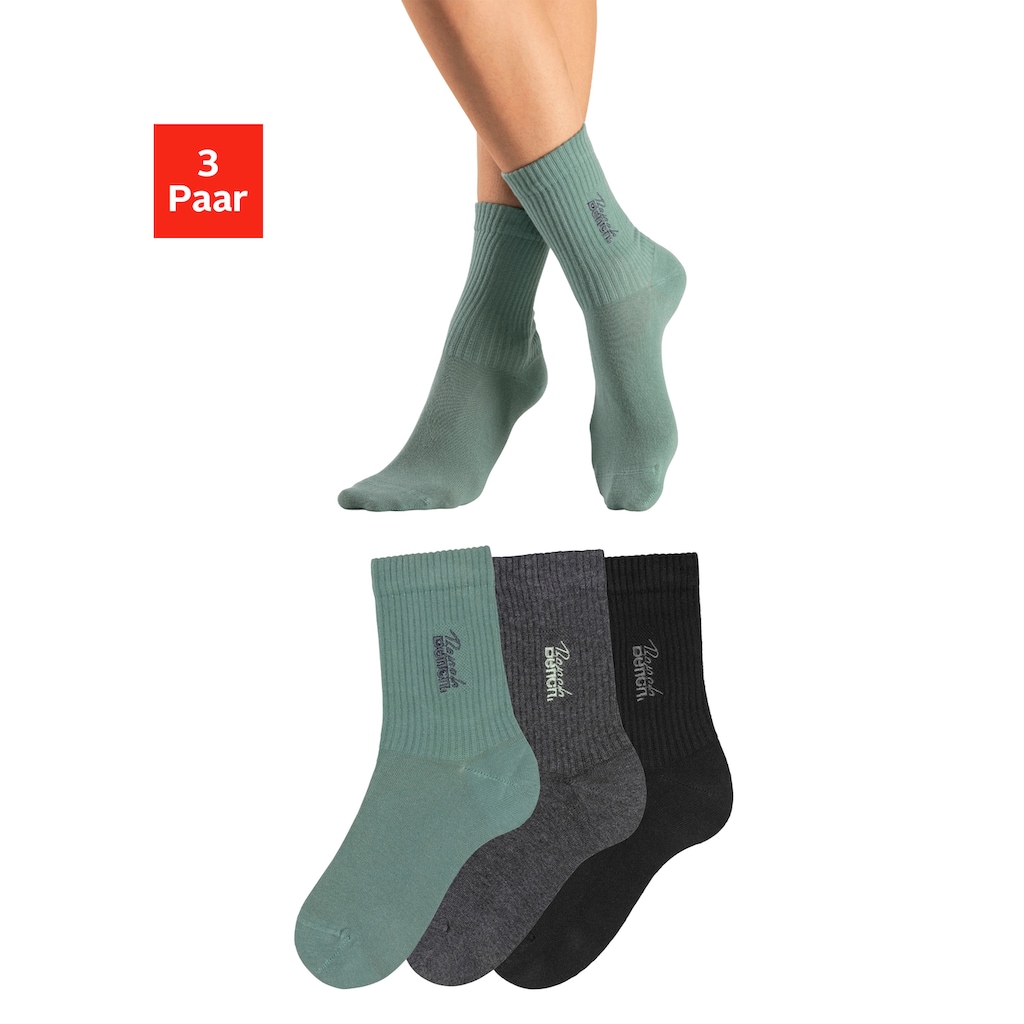 Bench. Basicsocken, (Packung, 3 Paar), mit Bench Stickerei