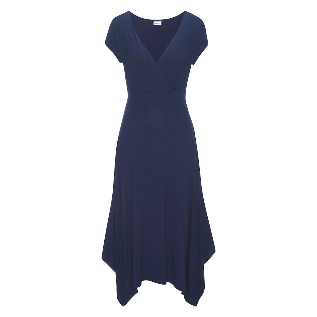 Beachtime Sommerkleid, mit Zipfelsaum und Schleife, Jerseykleid, asymmetrisches Rockteil