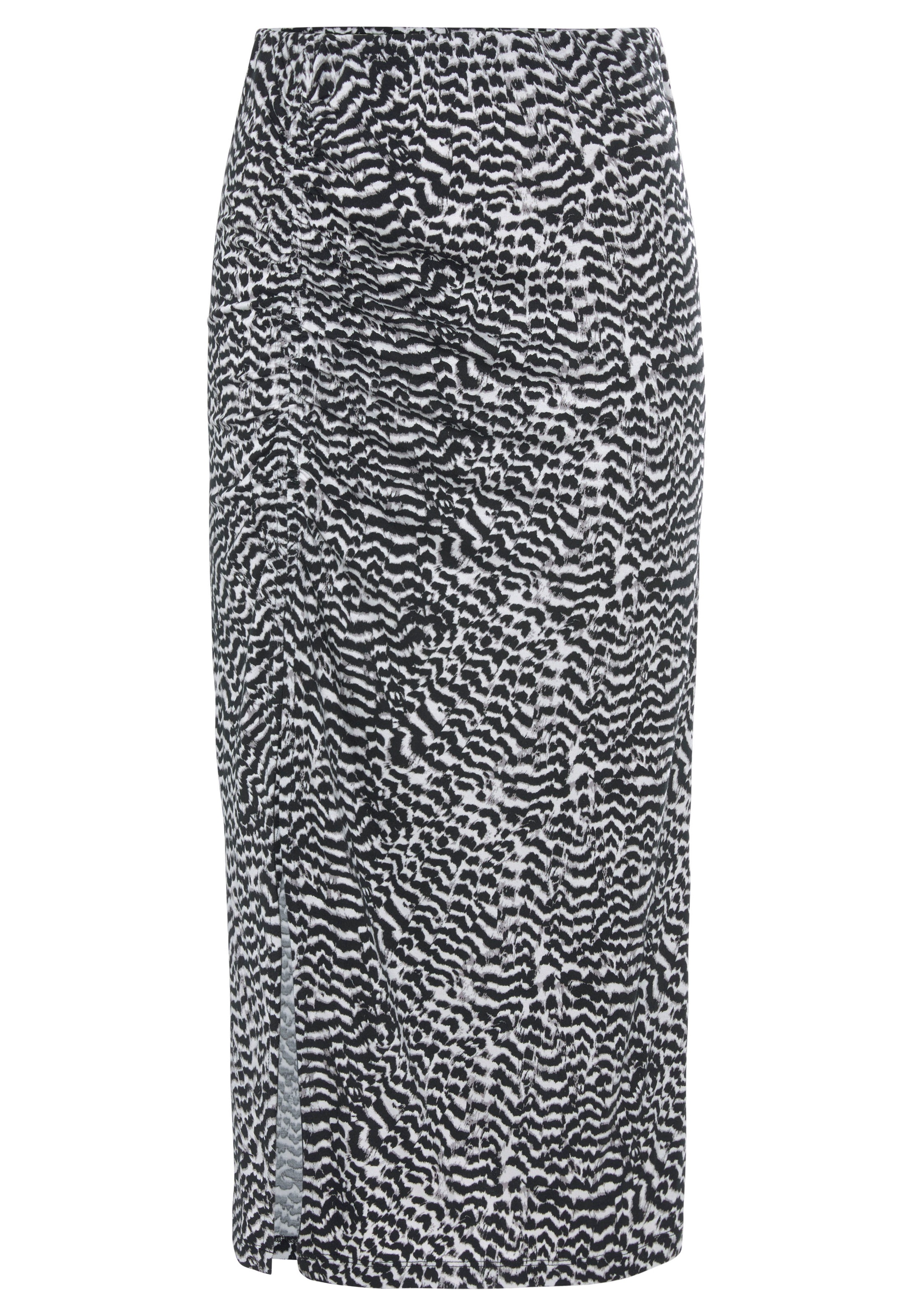 Vivance Midirock, mit seitlicher Raffung und Schlitz, Jerseyrock in Animalprint