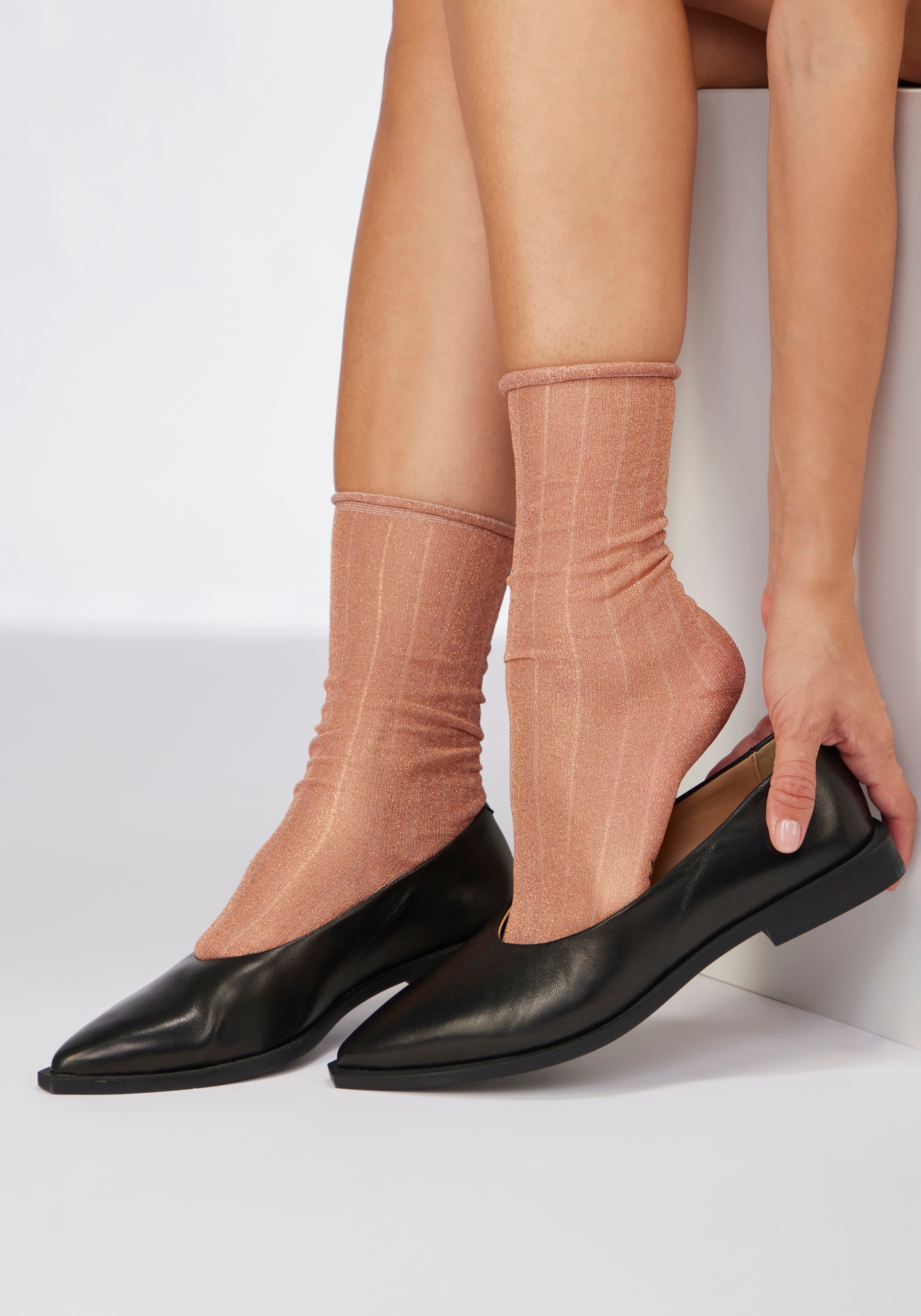 Copenhagen Studios Chaussettes longues Paquet, 2 Couple tlg. transparent und mit Glitzer