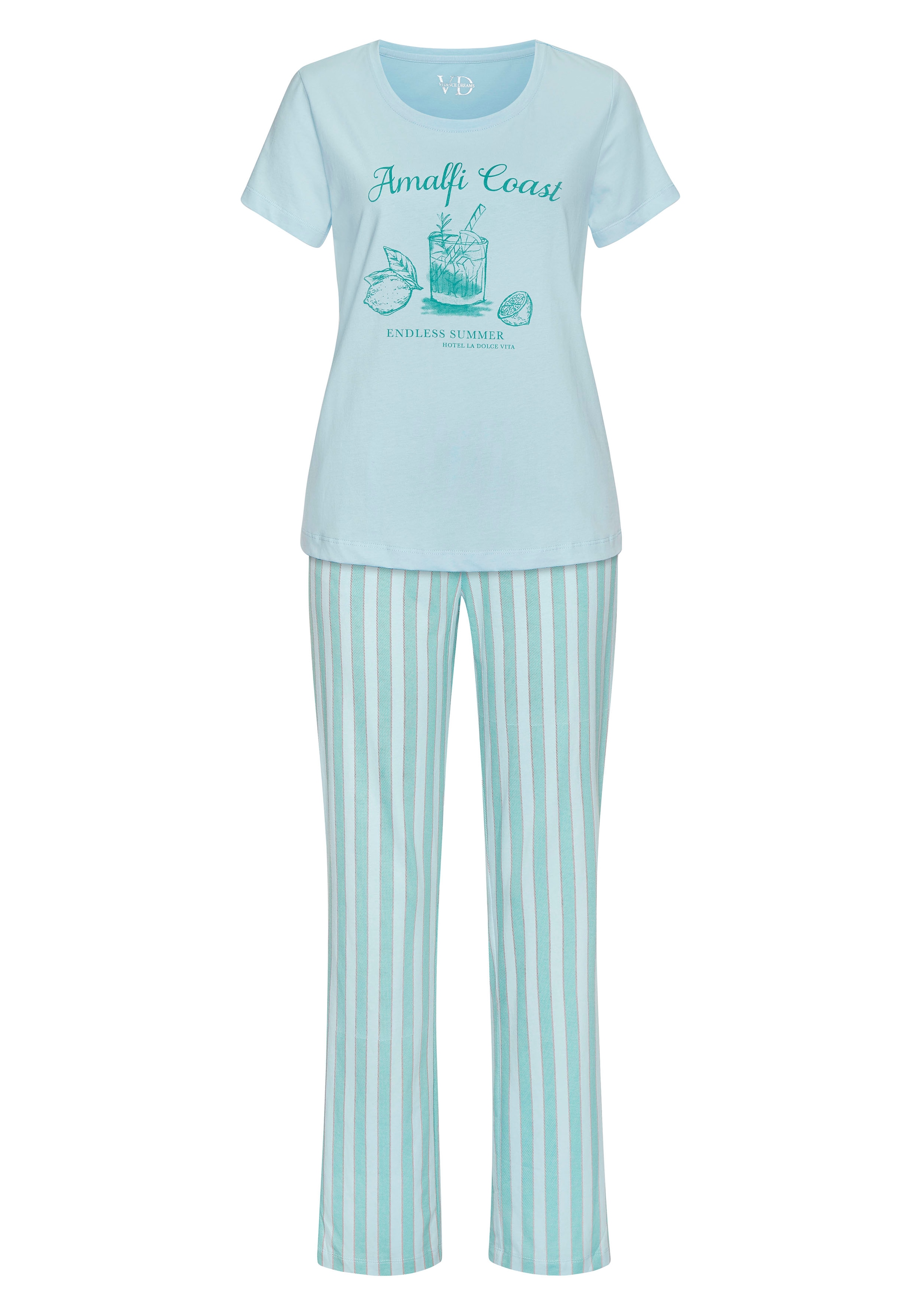 Vivance Dreams Pyjama, (Set, 2 tlg.), Zartes Streifenmuster