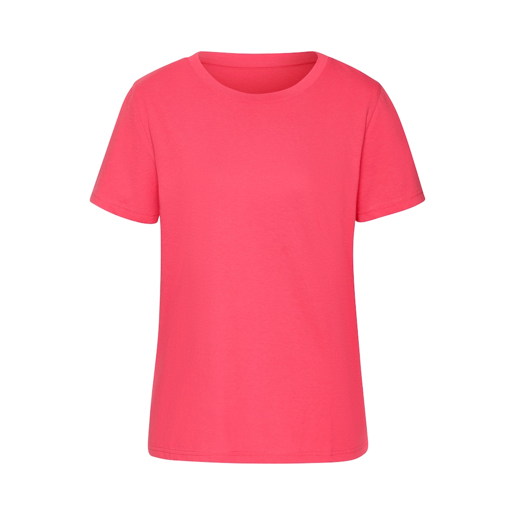 Beachtime T-Shirt »mit modischem Schlitz am Saum«, aus hochwertiger Baumwoll-Qualität