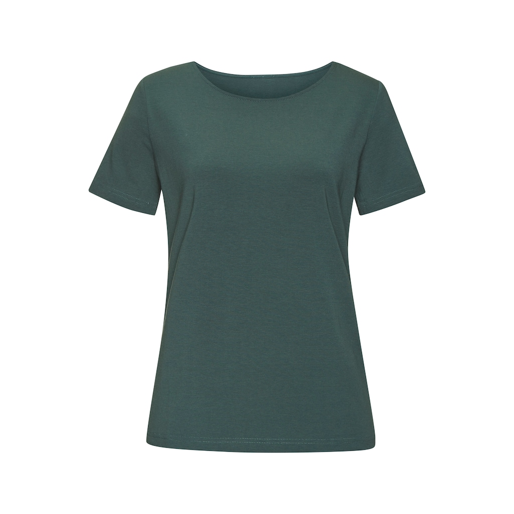 LASCANA T-Shirt »mit Rundhals-Ausschnitt«, (2er-Pack), aus elastischer Baumwoll-Modal-Qualität