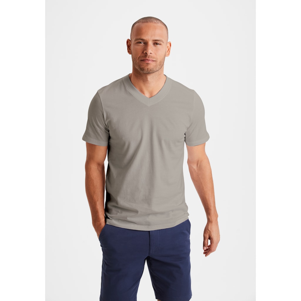 KangaROOS T-Shirt »Regular Fit,«, (2er-Pack), Freizeitshirt mit Kurzarm, V-Ausschnitt aus reine Baumwolle