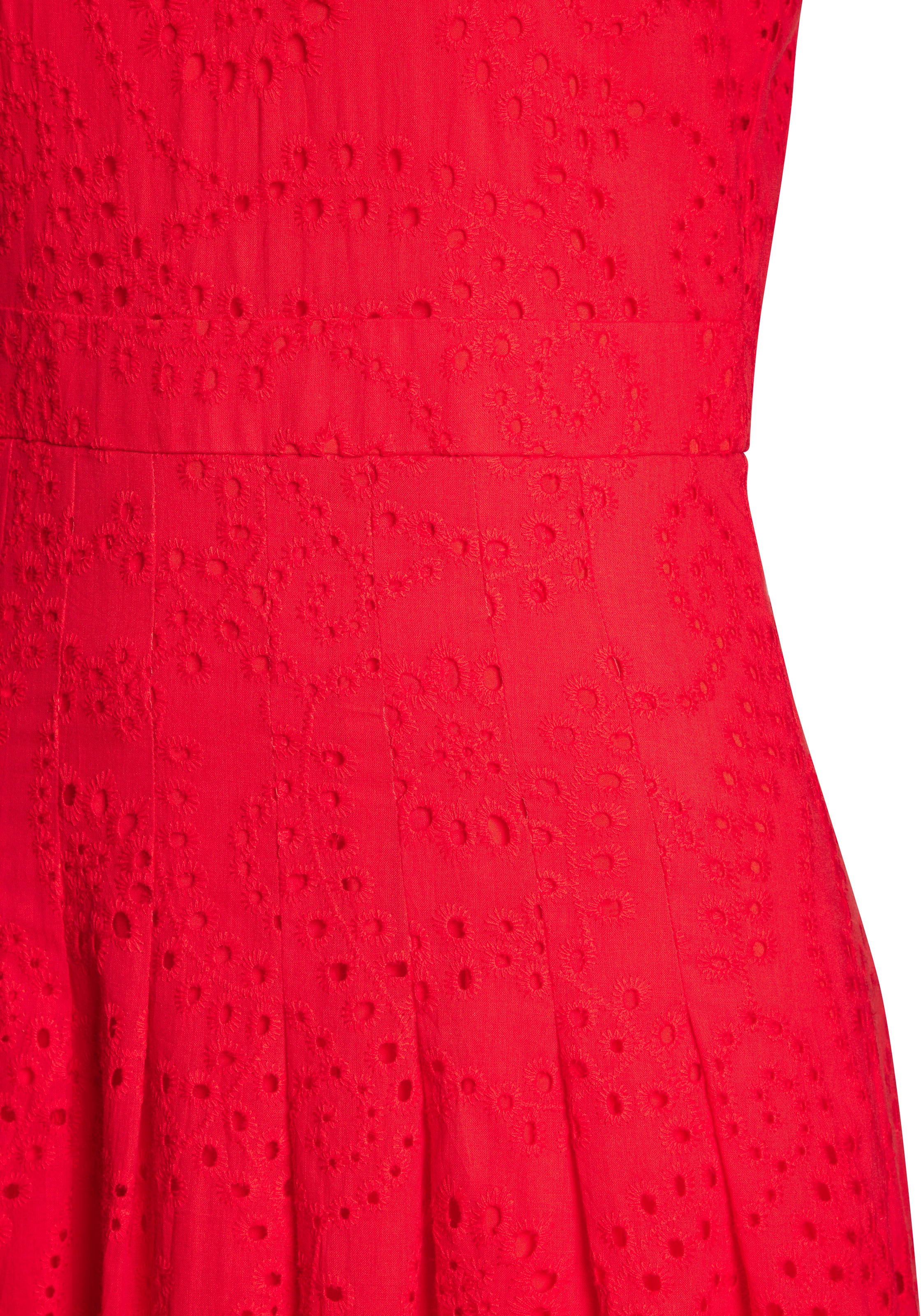 Buffalo Spitzenkleid »in Maxilänge mit modischer Lochstickerei« Ohne Taschen elegantes Sommerkleid, Maxikleid mit Stickerei, A-Linie, festlich