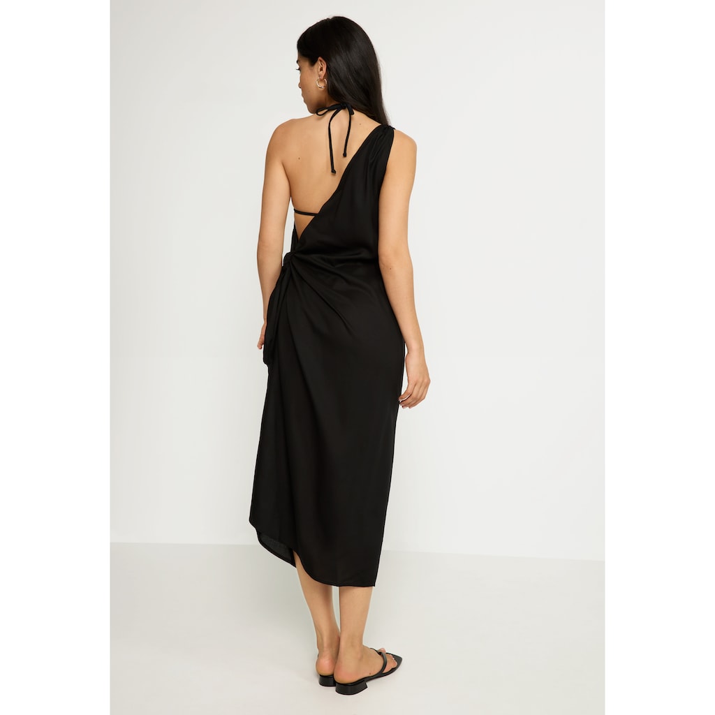 LSCN by LASCANA One-Shoulder-Kleid, mit goldfarbenen Zieraccessoire am Träger, Strandkleid