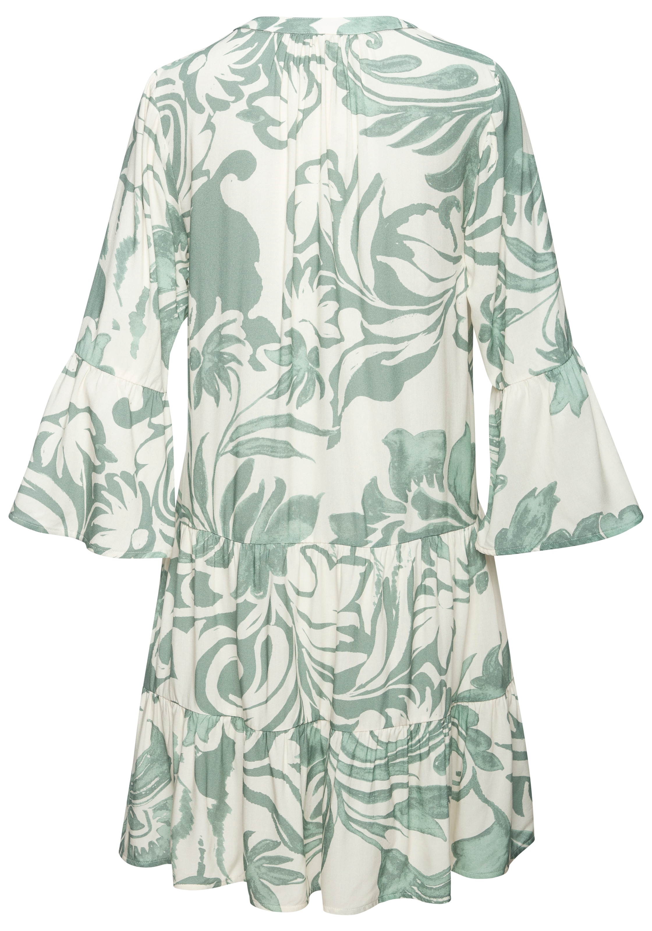 Vivance Tunikakleid »im sommerlichen Boho-Stil mit Volant« Ohne Taschen luftiges Sommerkleid mit 3/4 Ärmeln aus Viskose-Webware