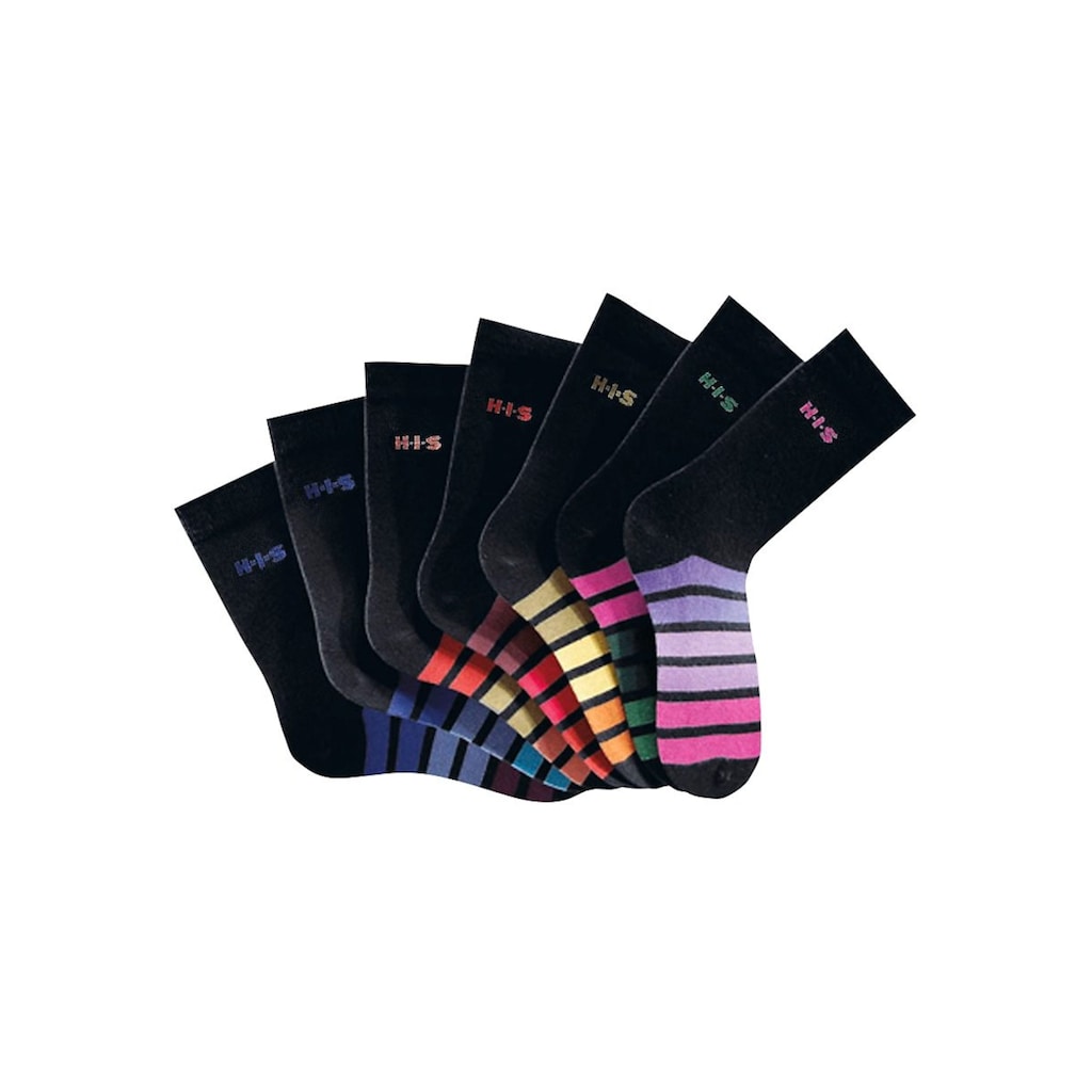 H.I.S Freizeitsocken, (Packung, 7 Paar), mit buntem Ringelmuster