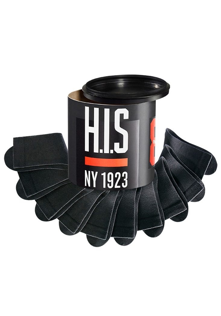 H.I.S Socken "Basic Damen & Herren Baumwollsocken, Business & Freizeit" Dose, 8 Paar tlg. in der Geschenkdose