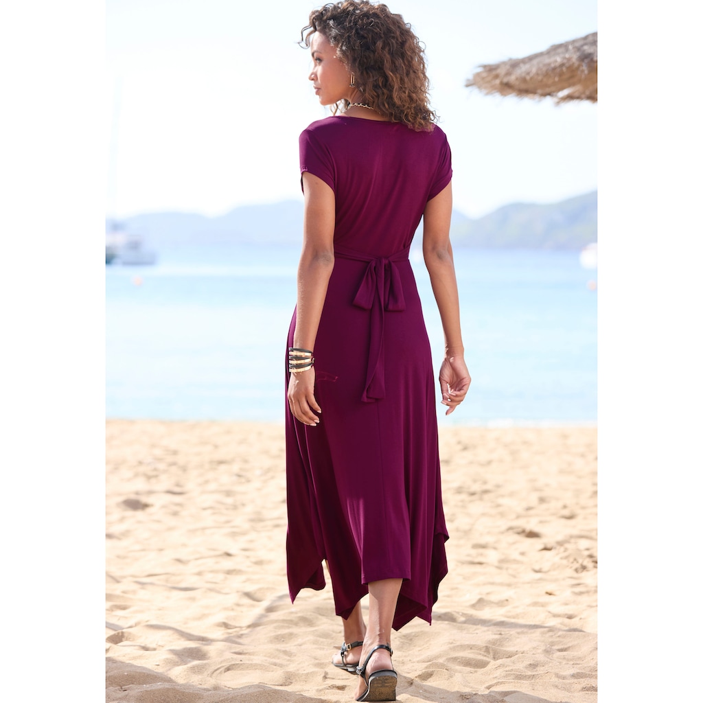 Beachtime Sommerkleid, mit Zipfelsaum und Schleife, Jerseykleid, asymmetrisches Rockteil