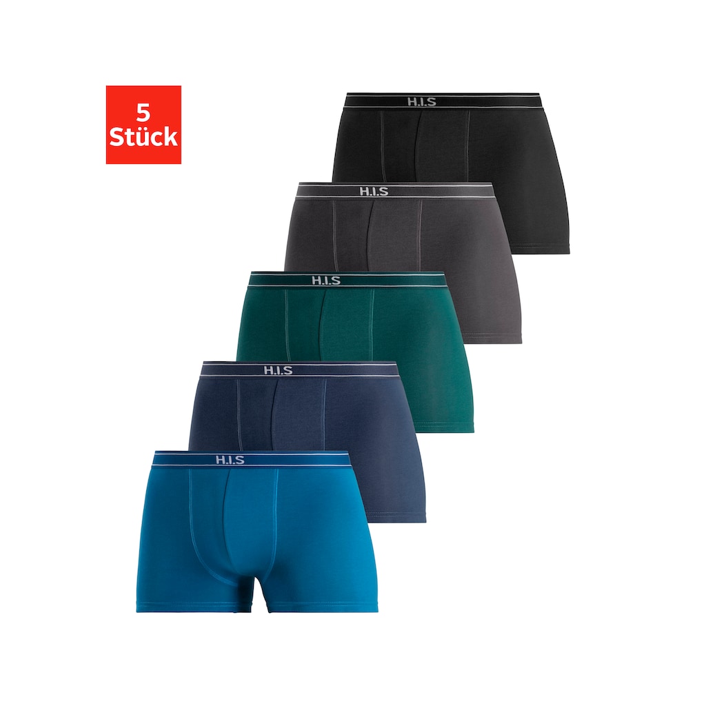 H.I.S Boxer »Boxershorts für Herren«, (Packung, 5 St.), mit Steifen und Logo im Bund